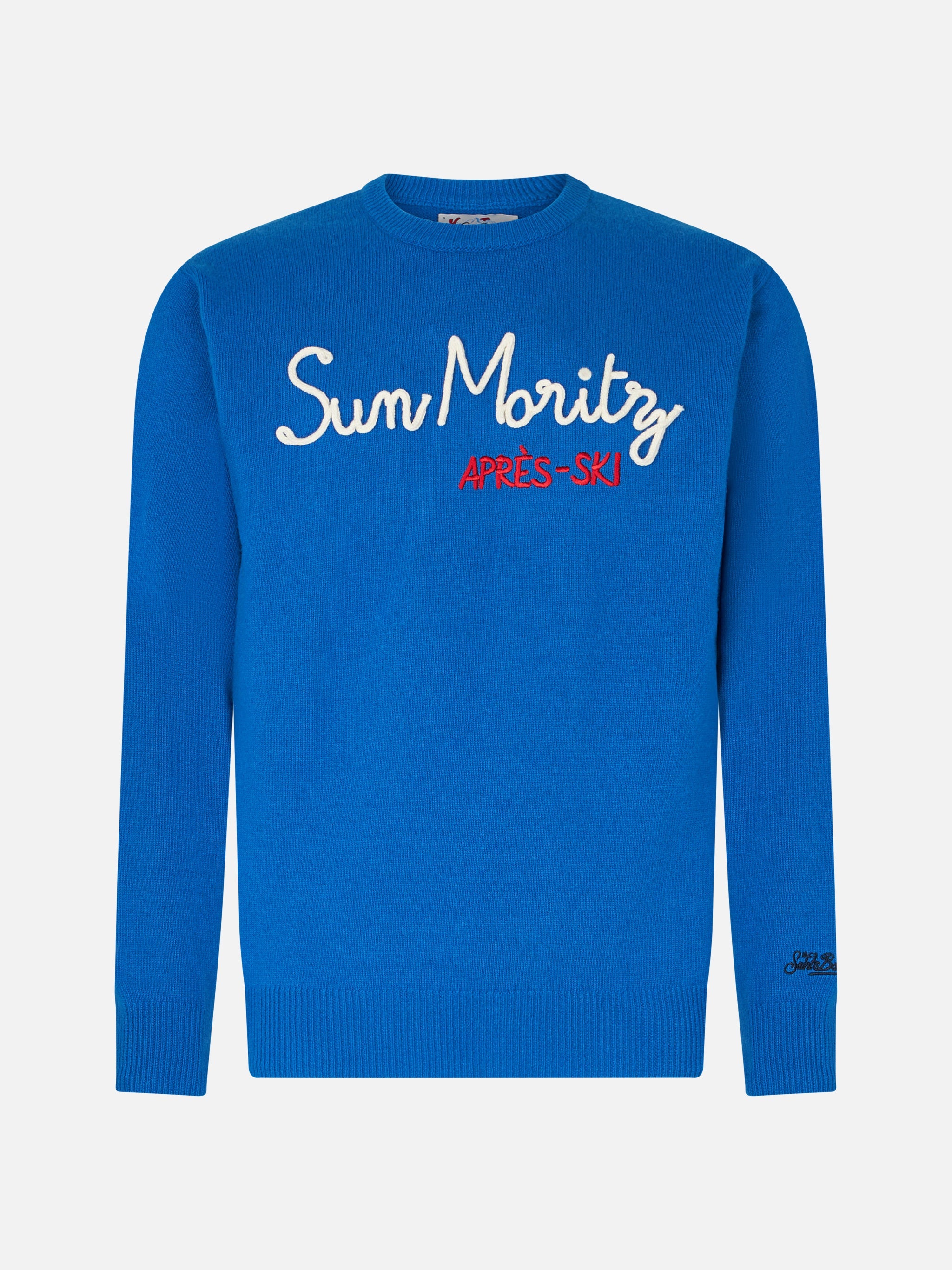Man Crewneck Sweater With Sun Moritz Après Ski Embroidery Sky