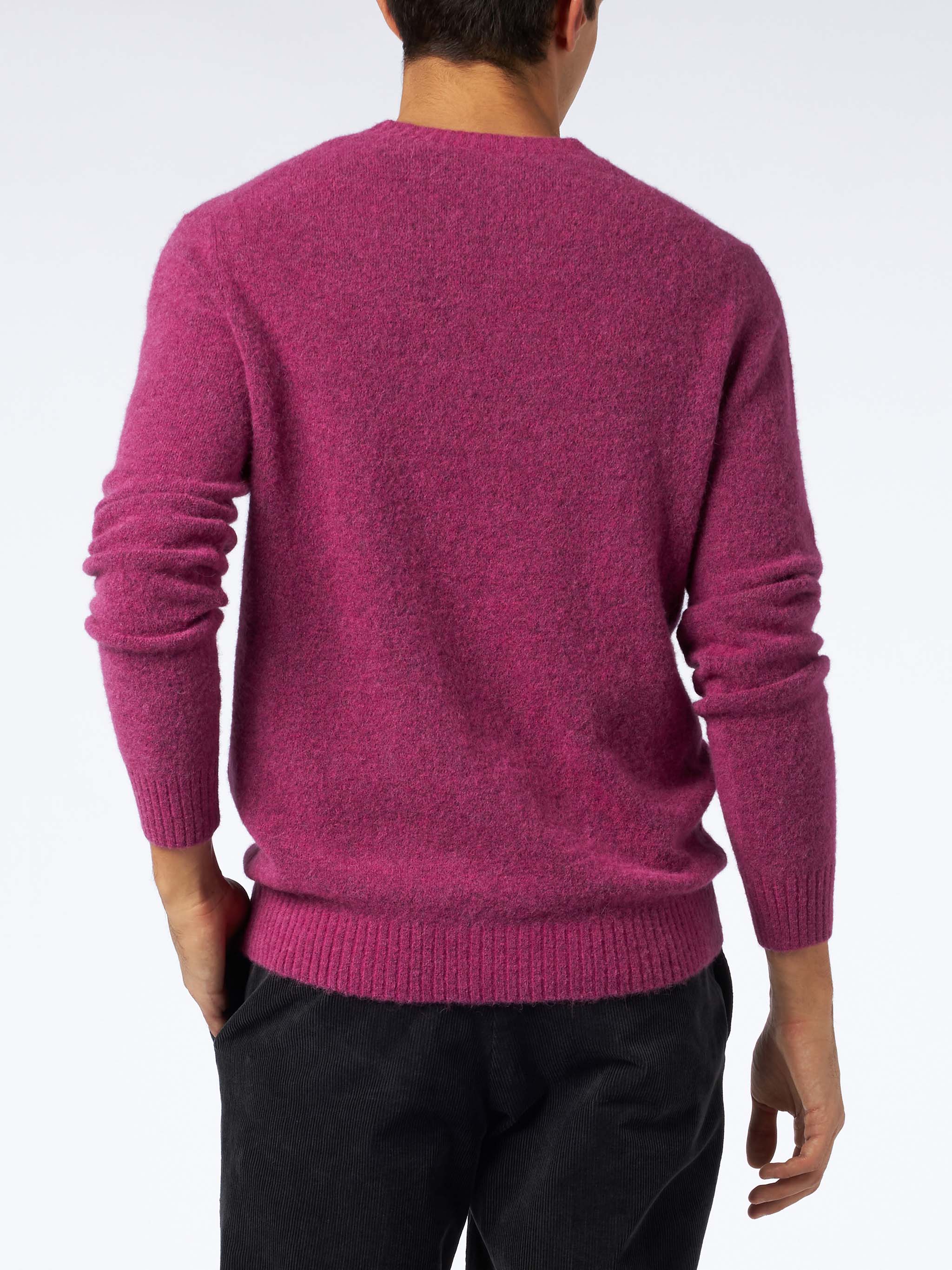 Man Fuchsia Stretch Wool Sweater With St. Barth Embroidery Pink