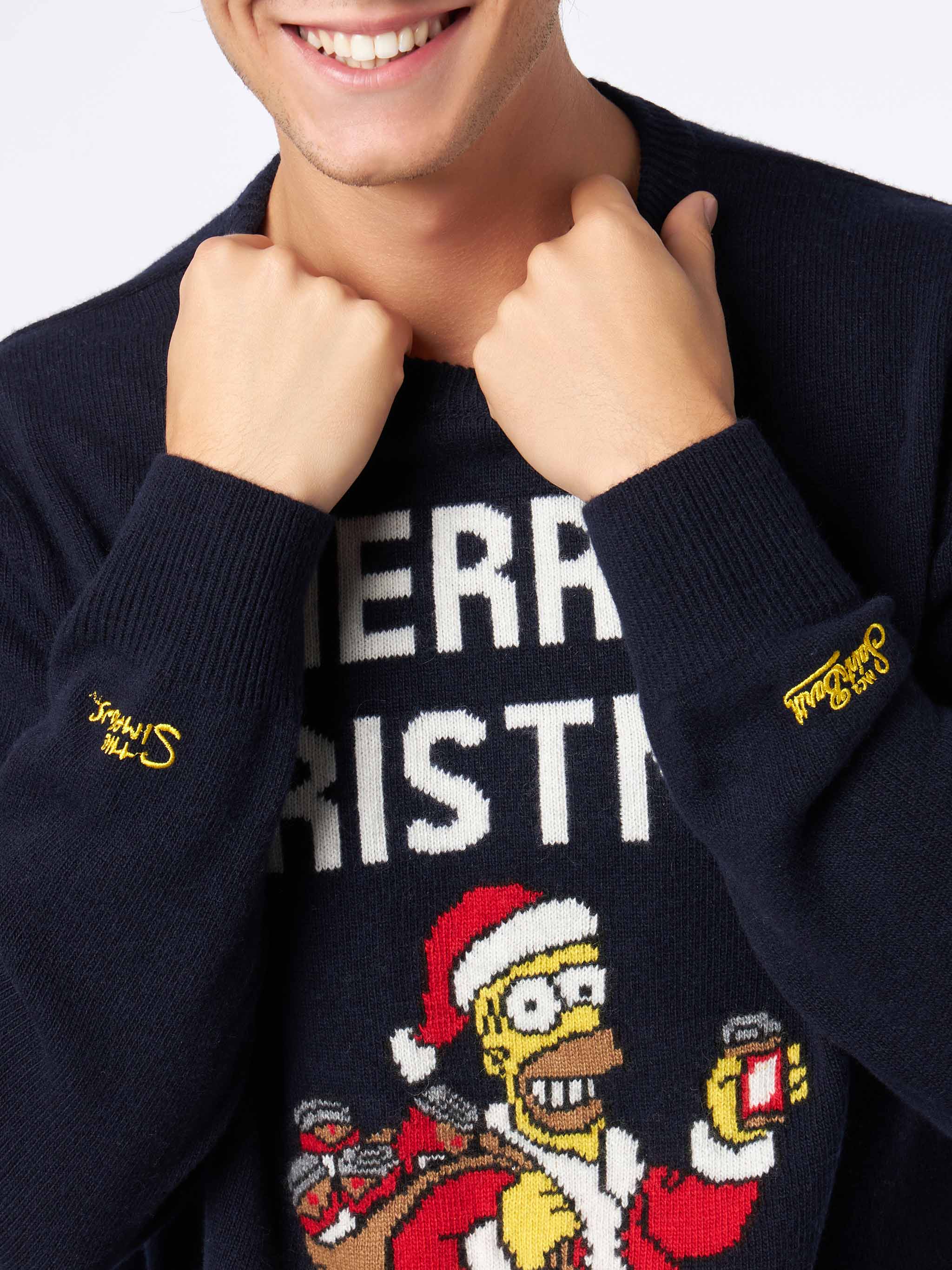 Crewneck Sweater Heron With Homer Simpson Jacquard | The Simpsons Special Edition Blue