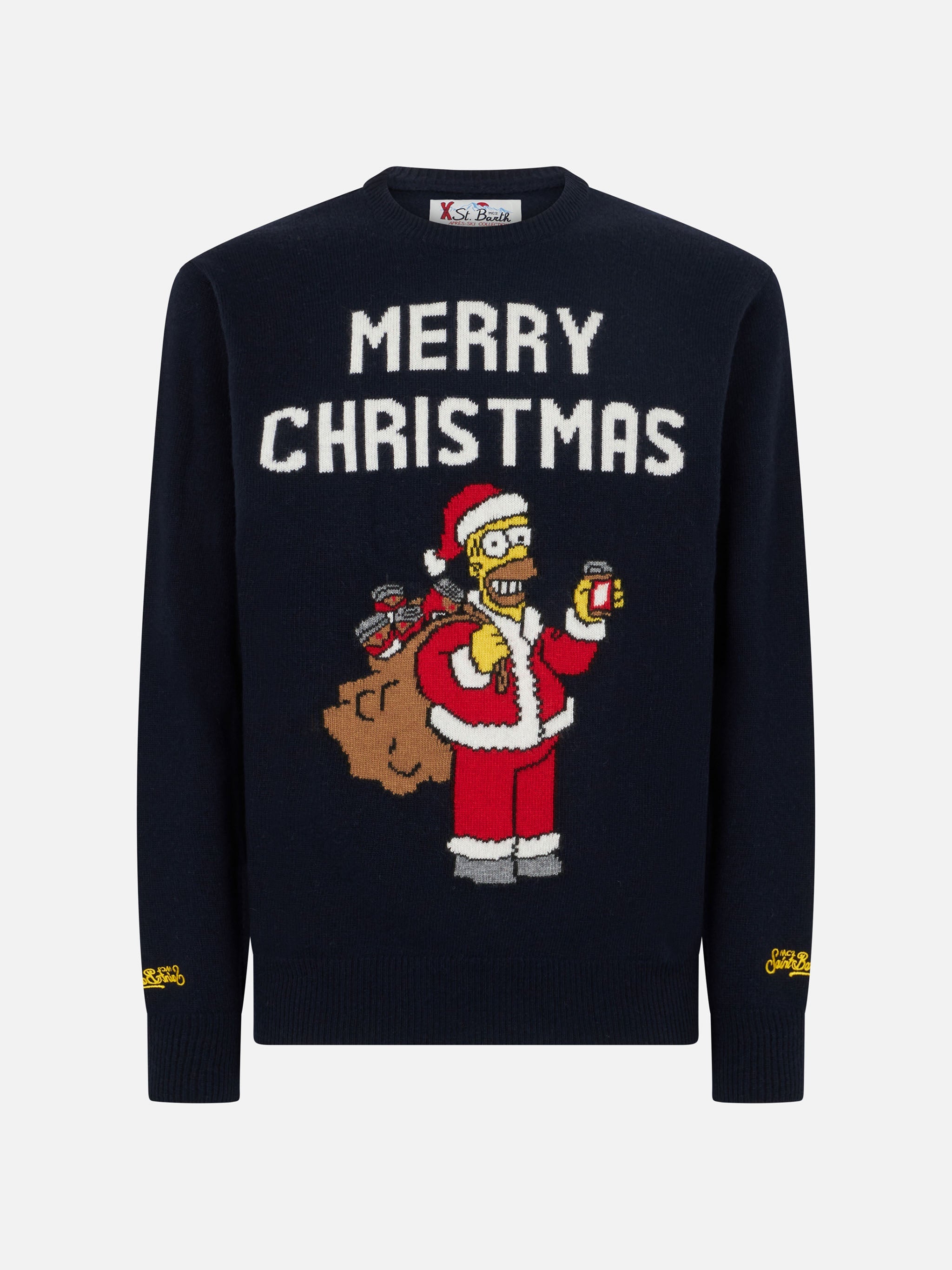 Crewneck Sweater Heron With Homer Simpson Jacquard | The Simpsons Special Edition Blue