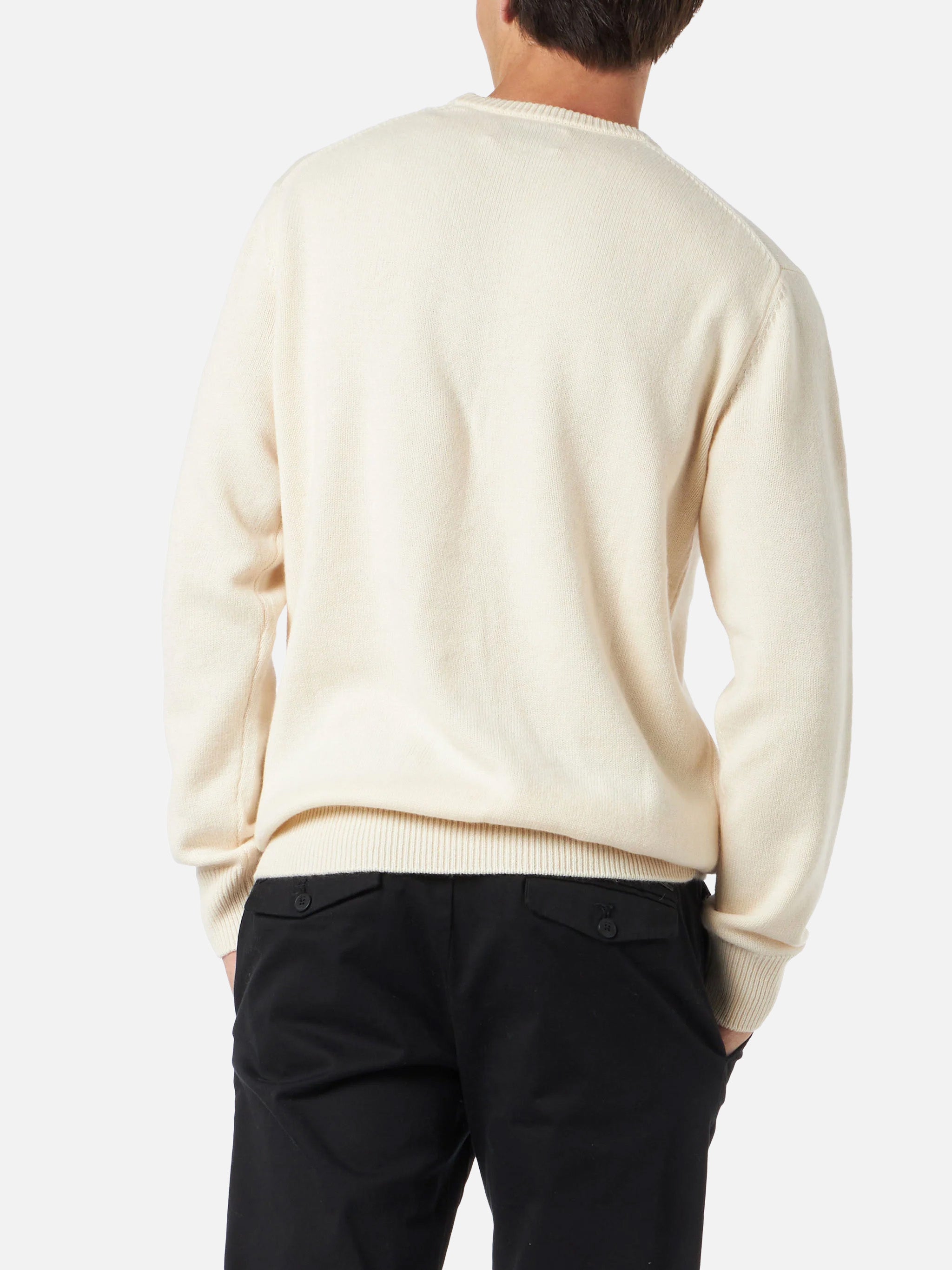 Crewneck Sweater Heron With Christmas Saint Barth Embroidery White
