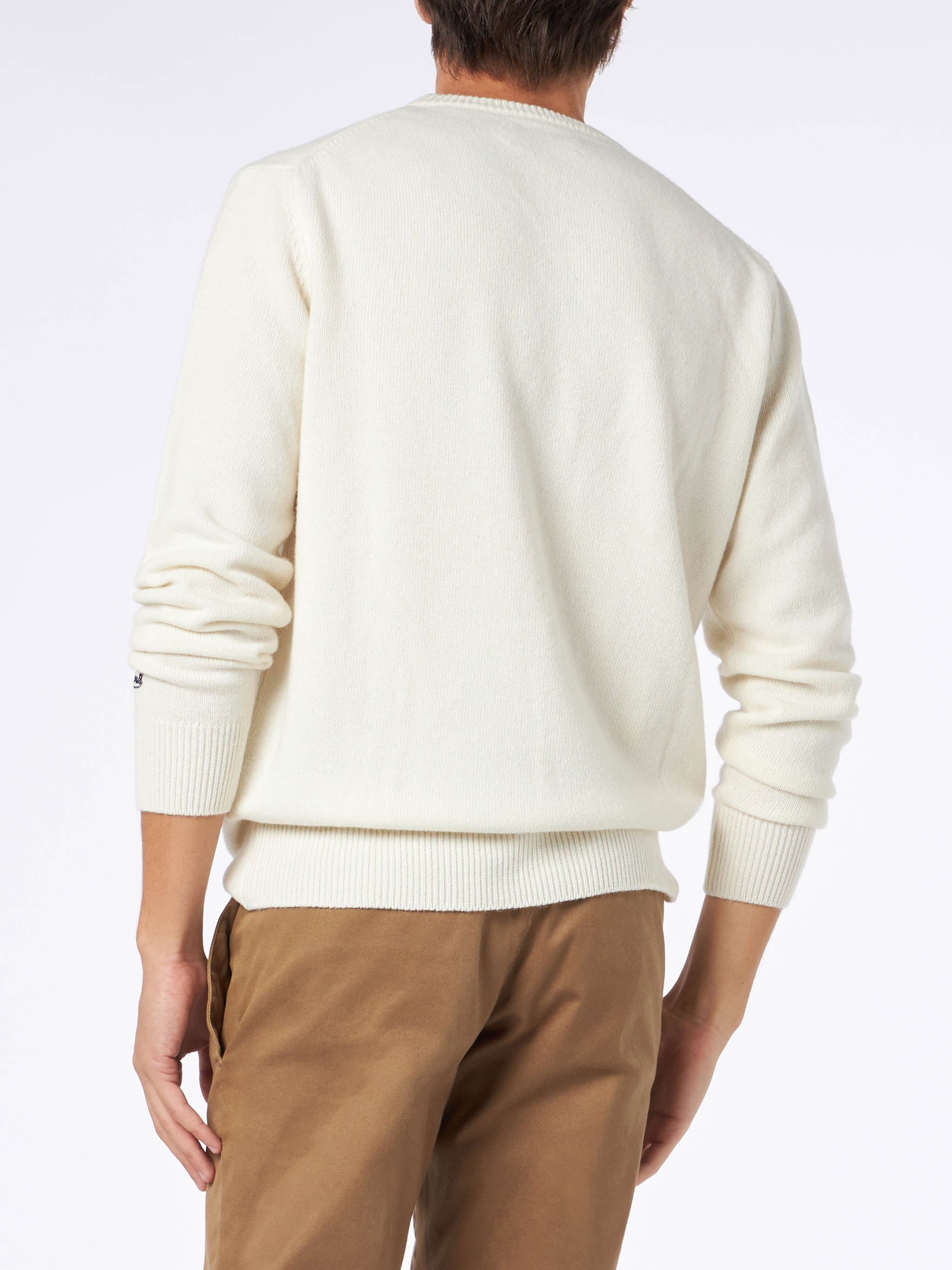 Crewneck Sweater With Ciaspole E Nuvole Jacquard White