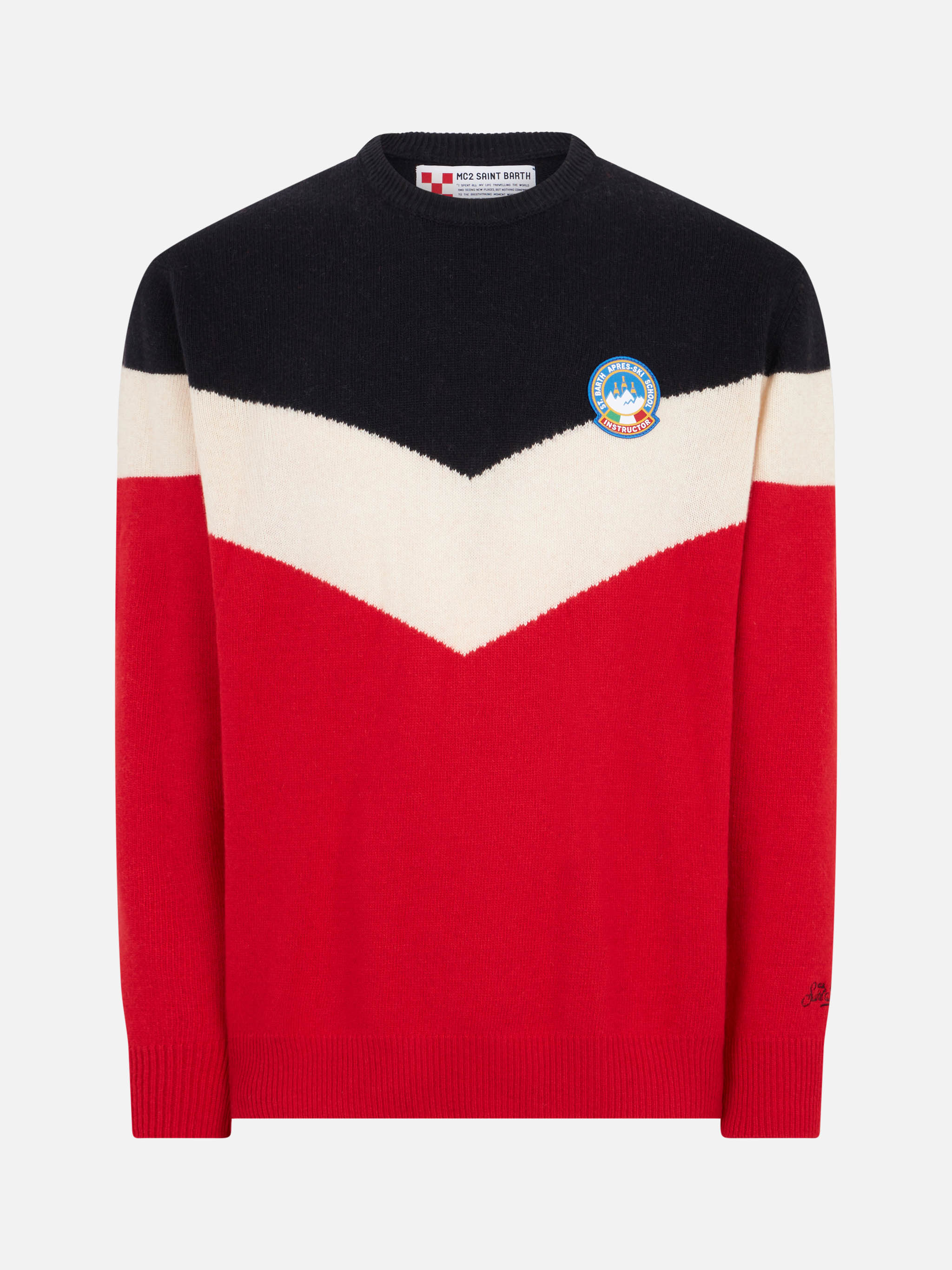 Blended Cashmere Man Red And Blue Sweater