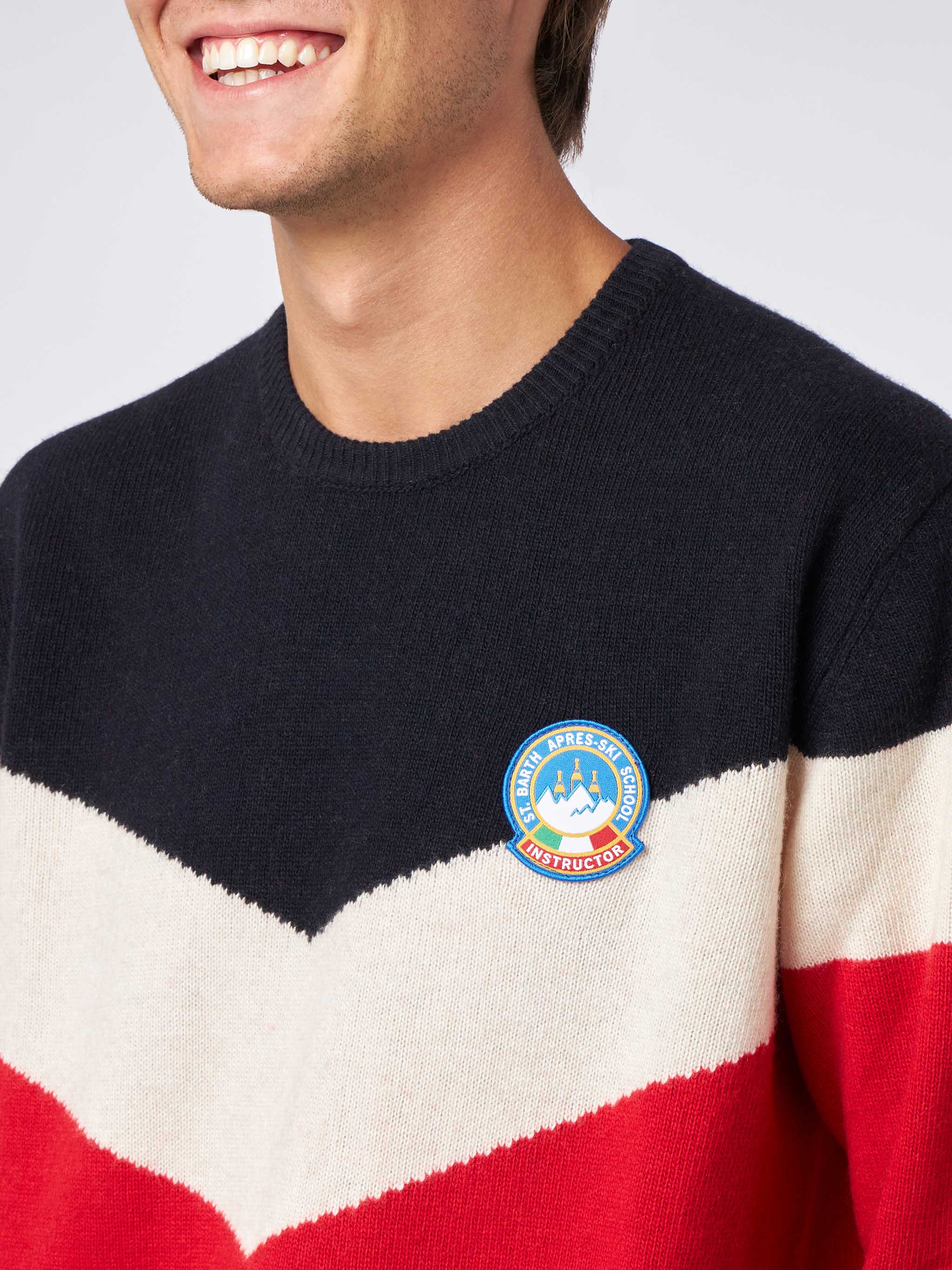 Blended Cashmere Man Red And Blue Sweater