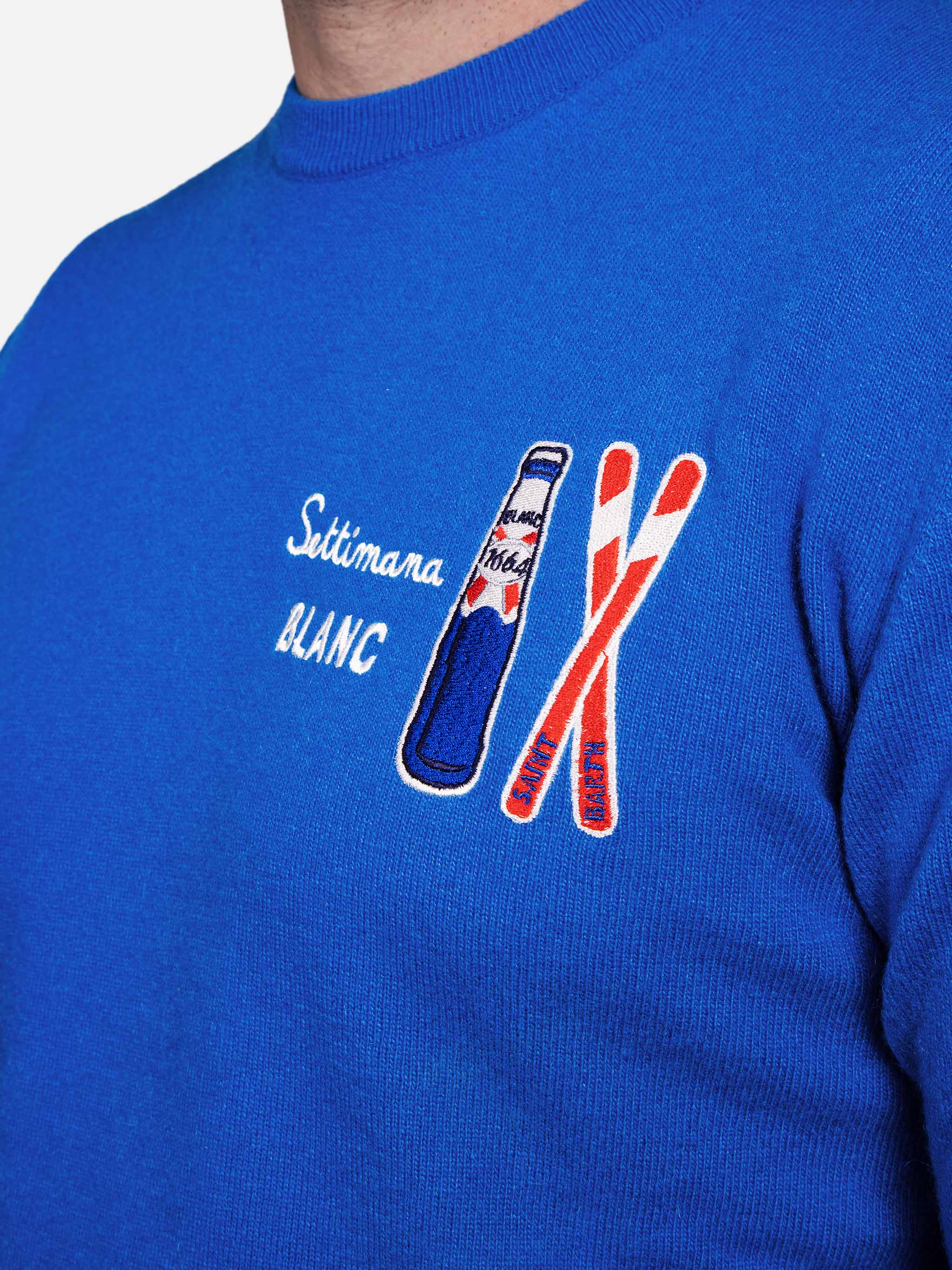 Crewneck Sweater Heron Light With Settimana Blanc Embroidery | 1664 Special Edition Blue