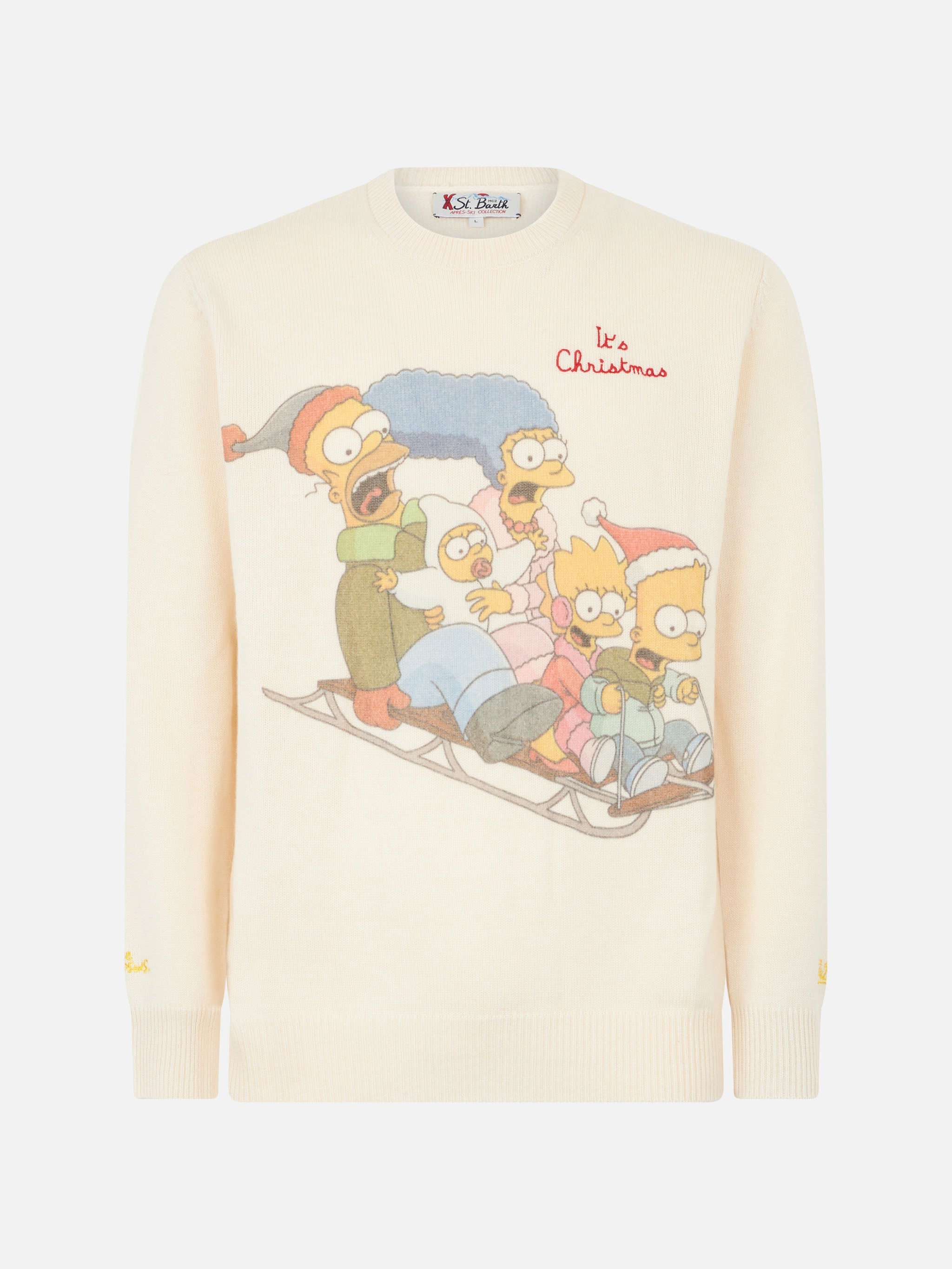 Crewneck Sweater Heron With The Simpson Family Jacquard | Simpsons Special Edition White