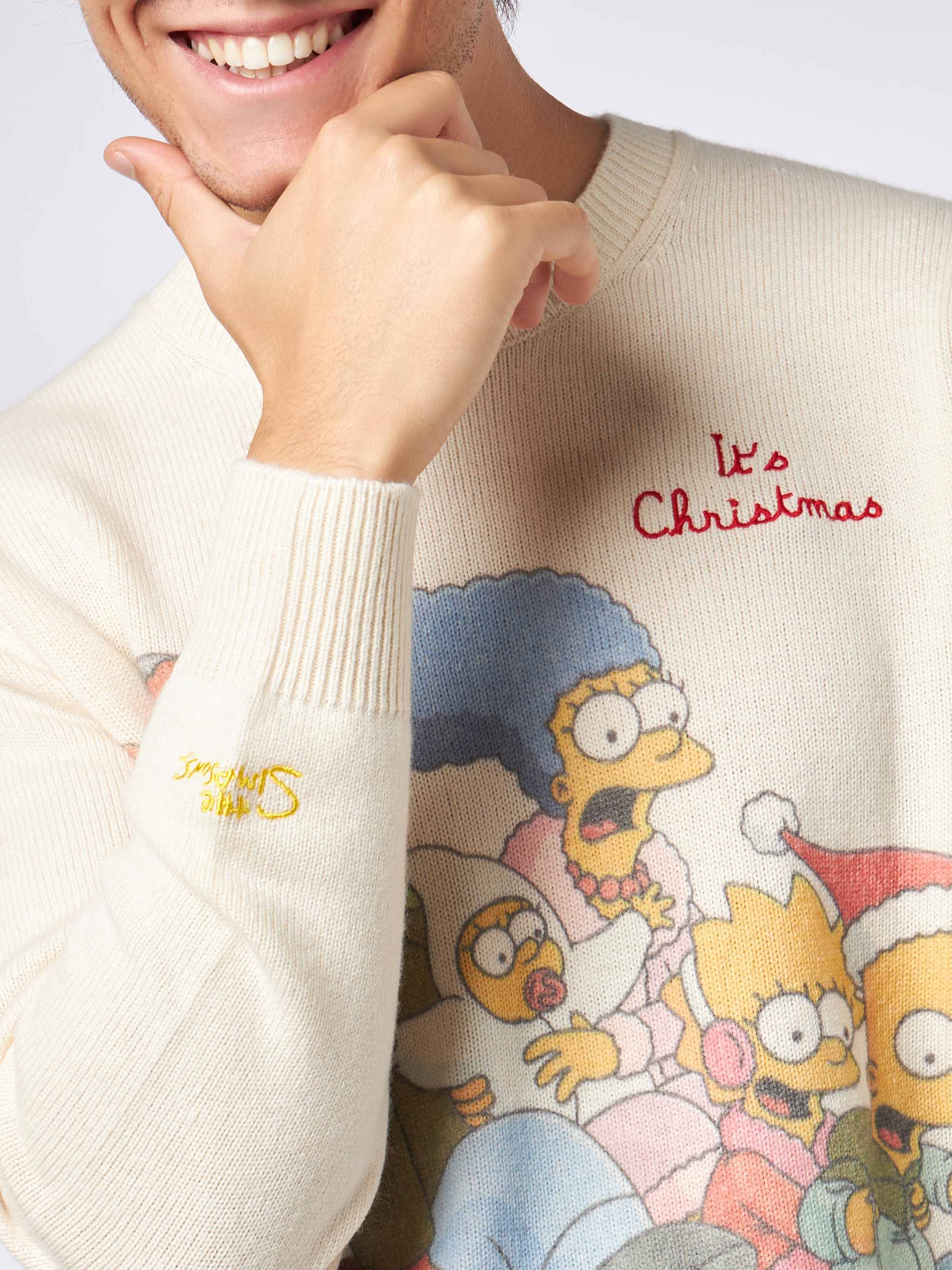 Crewneck Sweater Heron With The Simpson Family Jacquard | Simpsons Special Edition White