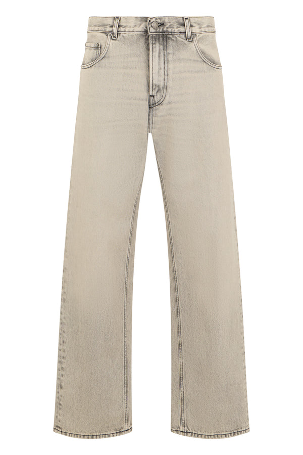 Straight-Leg Jeans Beige Cotton