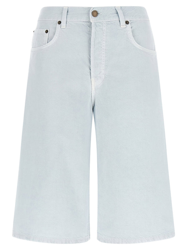 Haikure Cotton-Linen Twill Bermuda Shorts — Light Blue