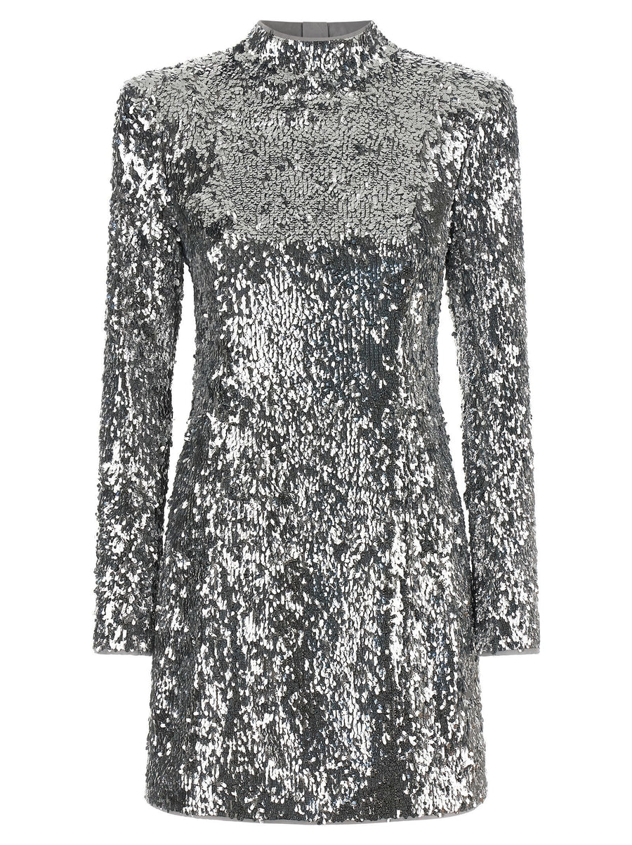 Balmain Silver Sequin Dress — Silver