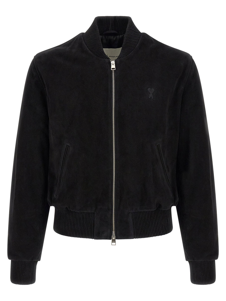 Ami Paris Suede goat leather jacket in black