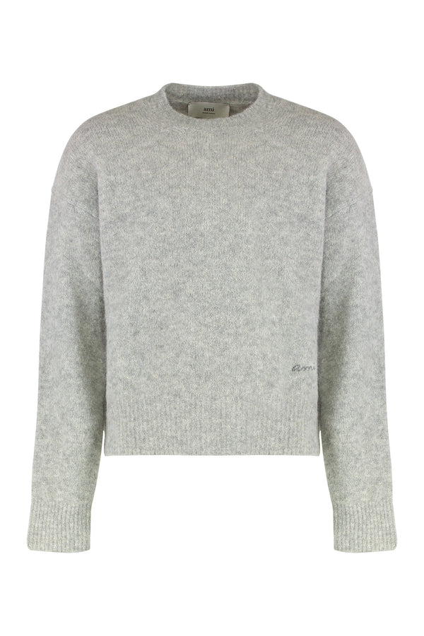 Sweater Round Neck Grey Mixed Wool Alpaca Sweatshirts