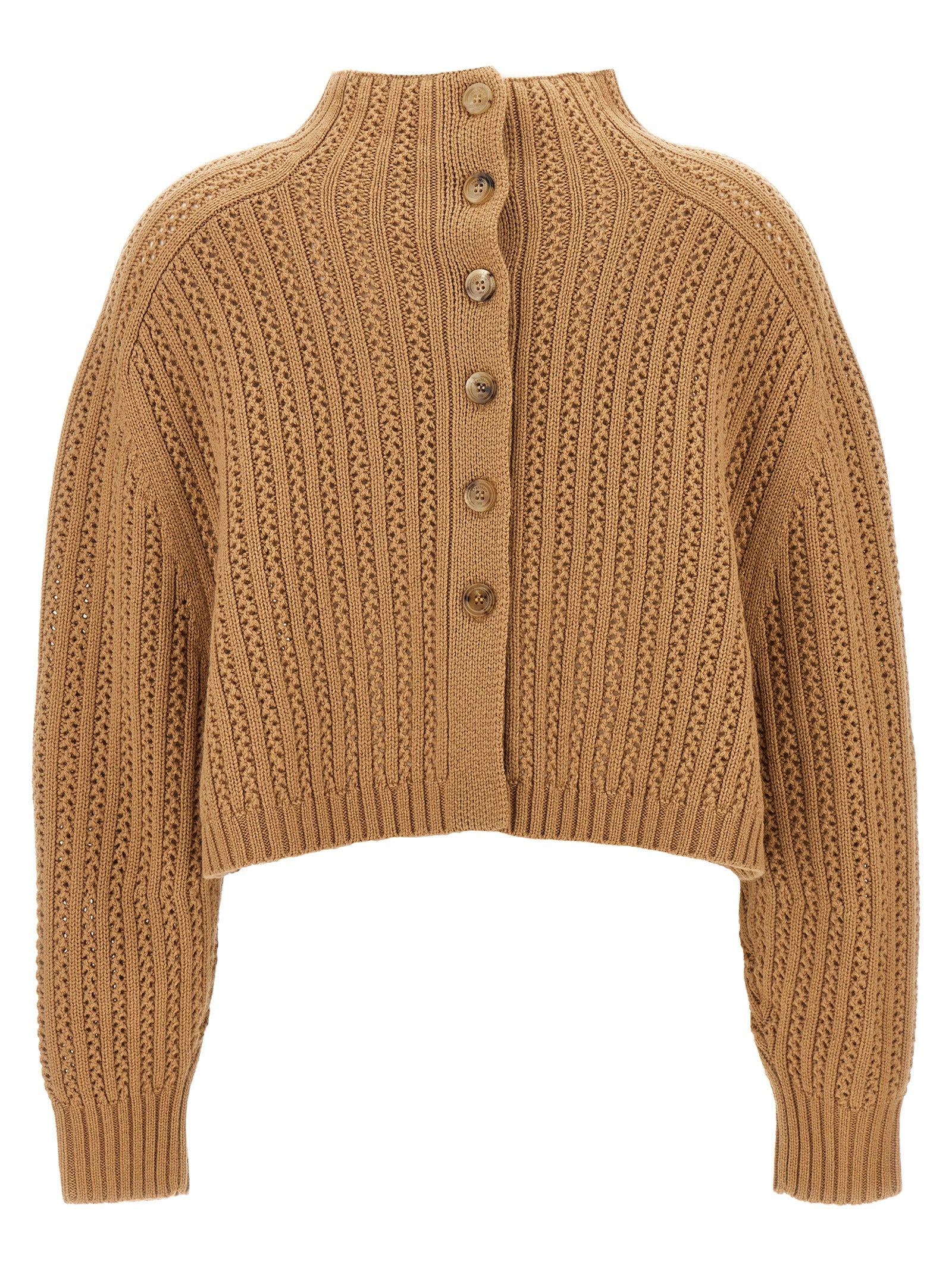 Hodeida cardigan Beige Wool Sweater, Cardigans