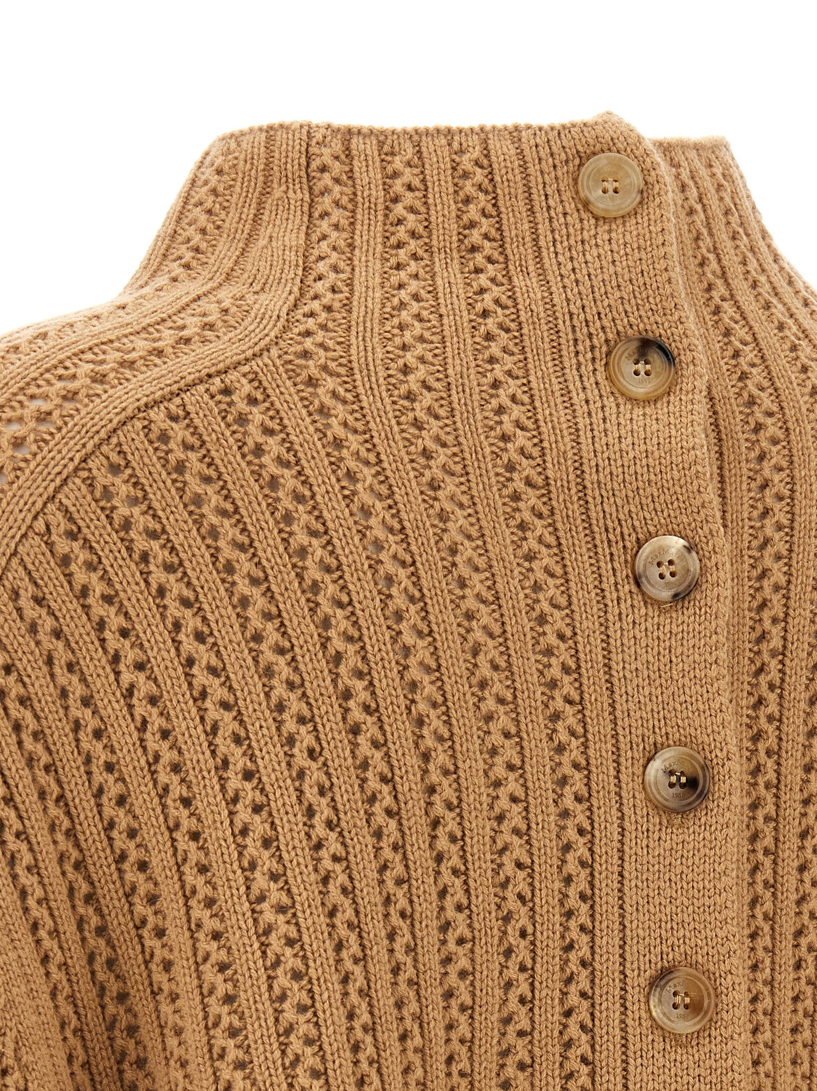 Hodeida cardigan Beige Wool Sweater, Cardigans