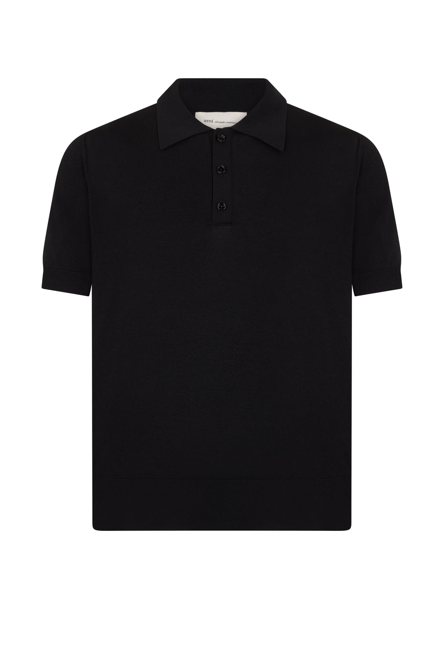Short-Sleeved Wool Polo Shirt Black