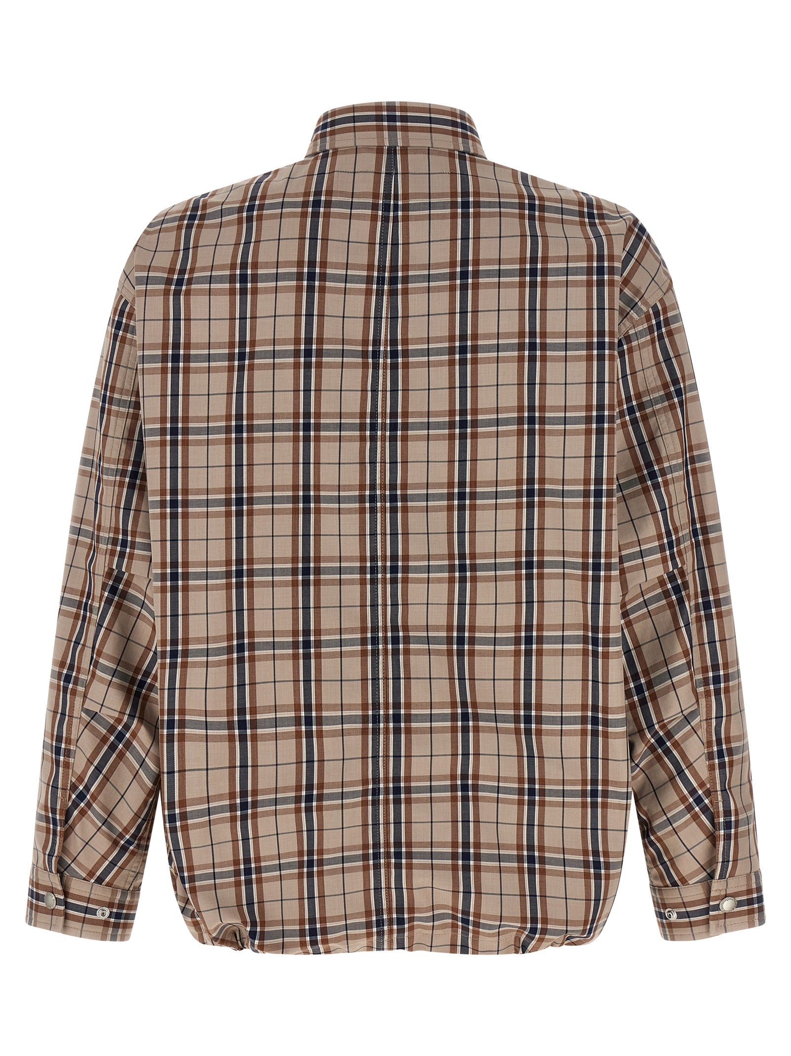 Check overshirt Beige Cotton Down Jacket, Parka, Casual Jackets