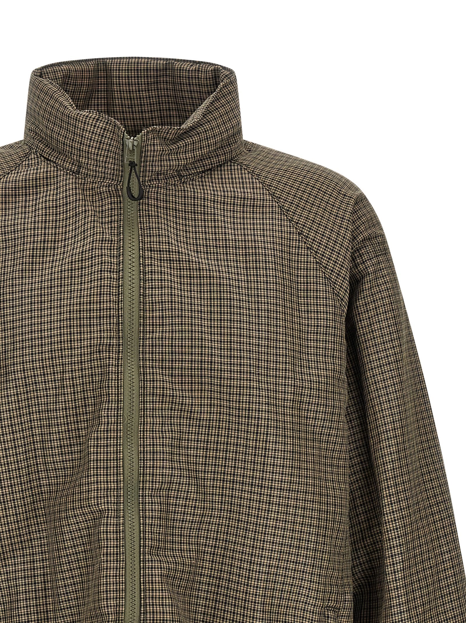Vichy Windbreaker Green Linen Down Jacket, Parka, Casual Jackets