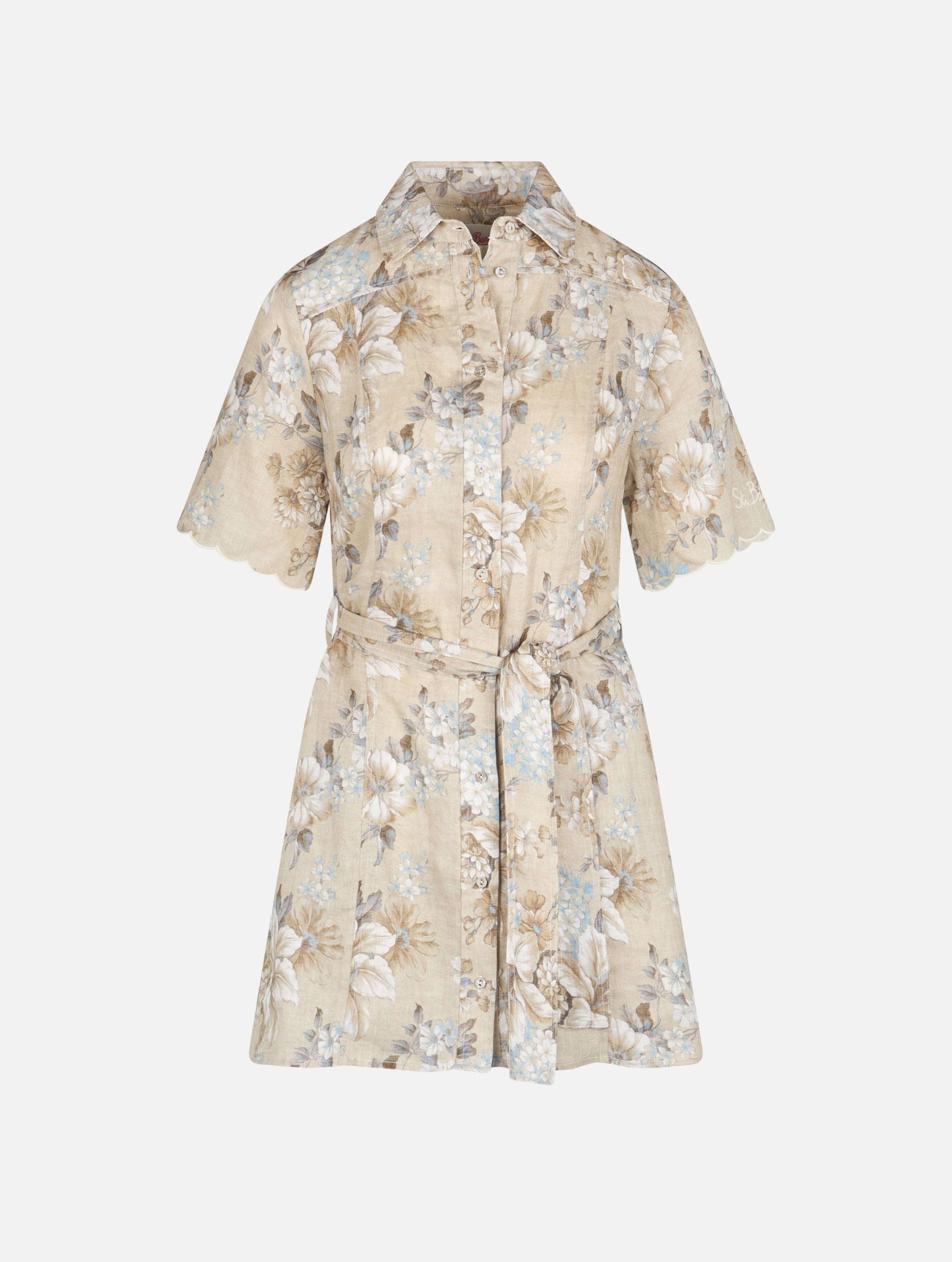 Hermione Floral Linen Dress Beige