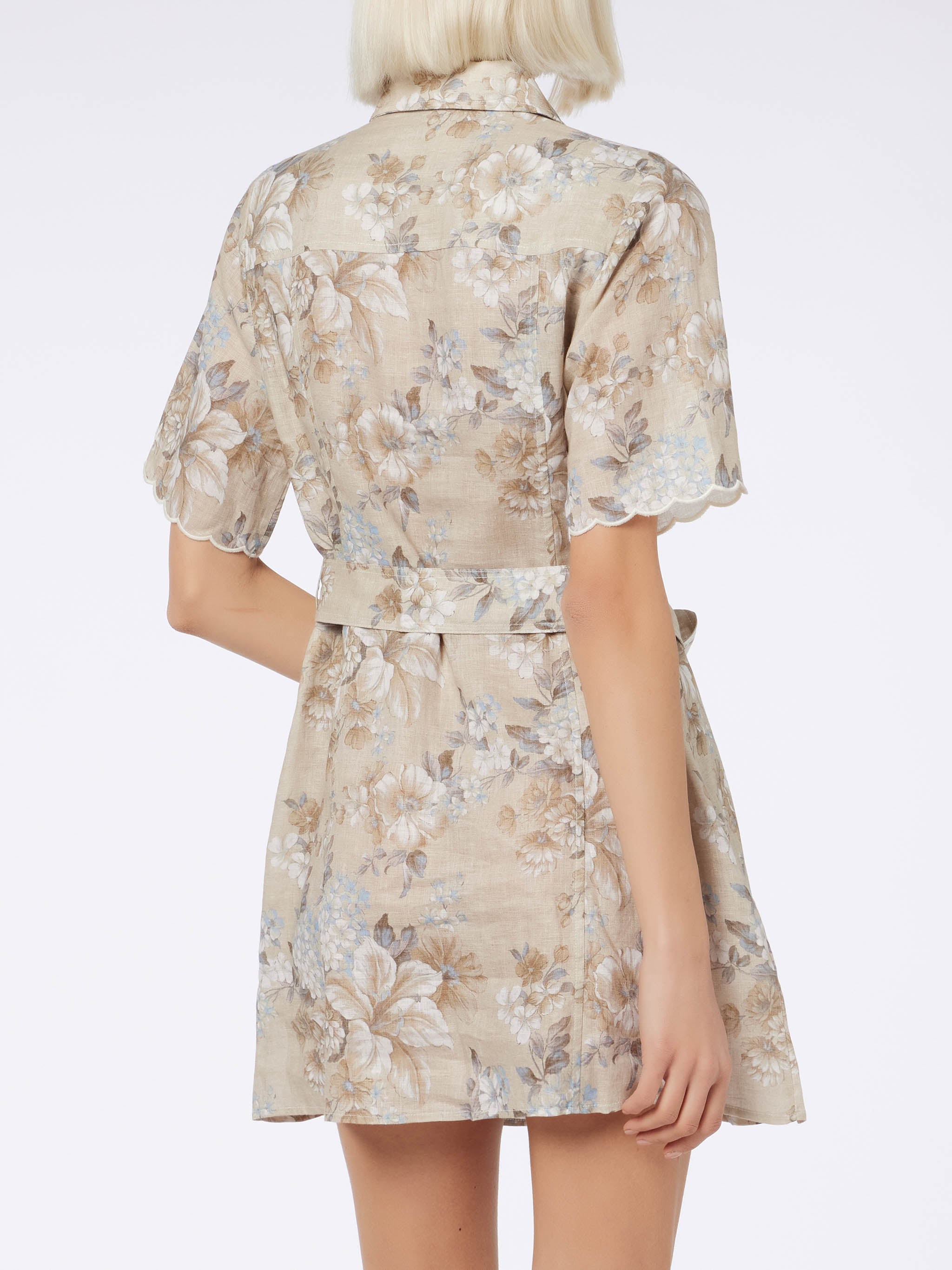 Hermione Floral Linen Dress Beige