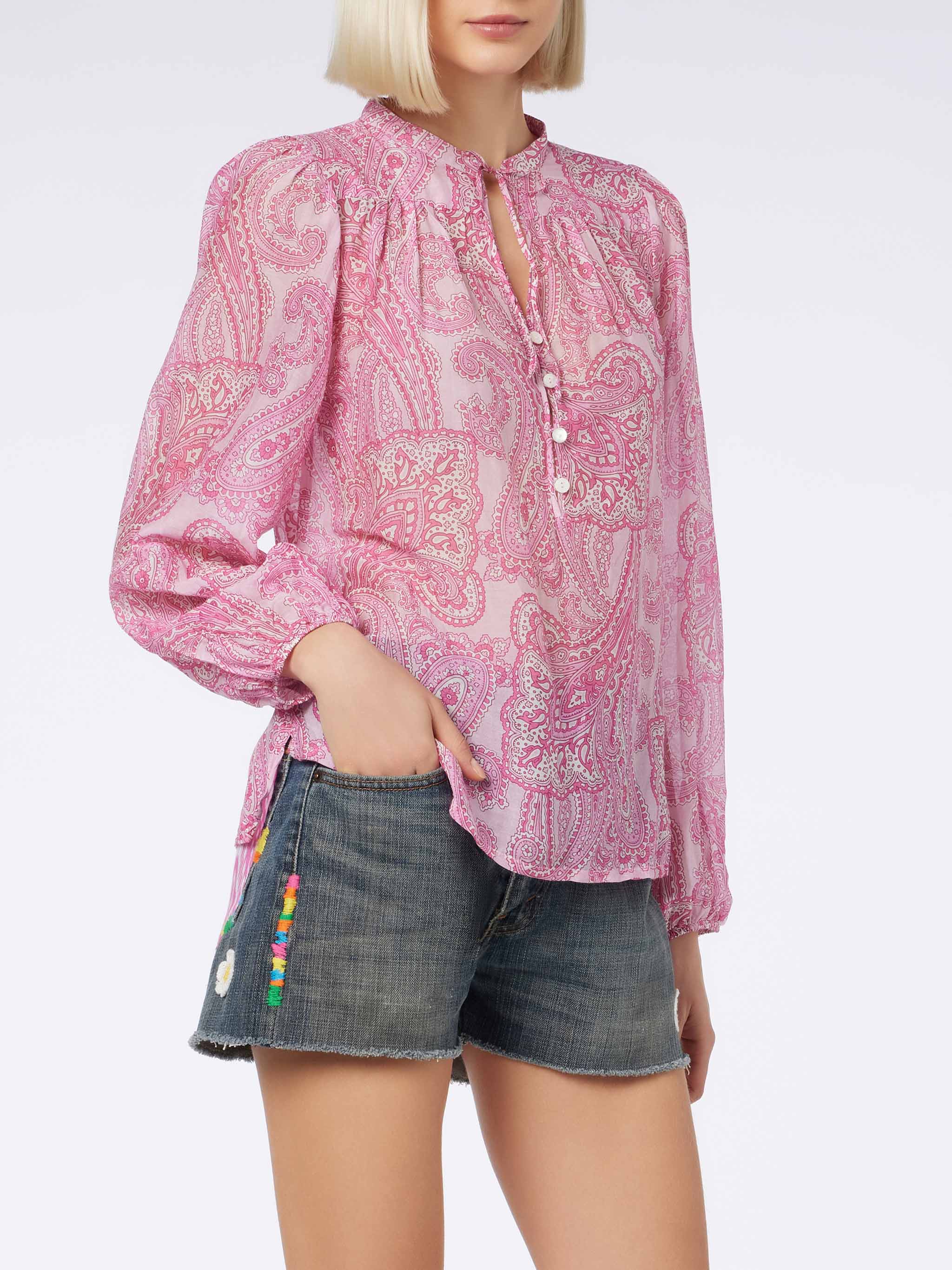 Harper Silk Voile Blouse With Paisley Print __single__ Shirt