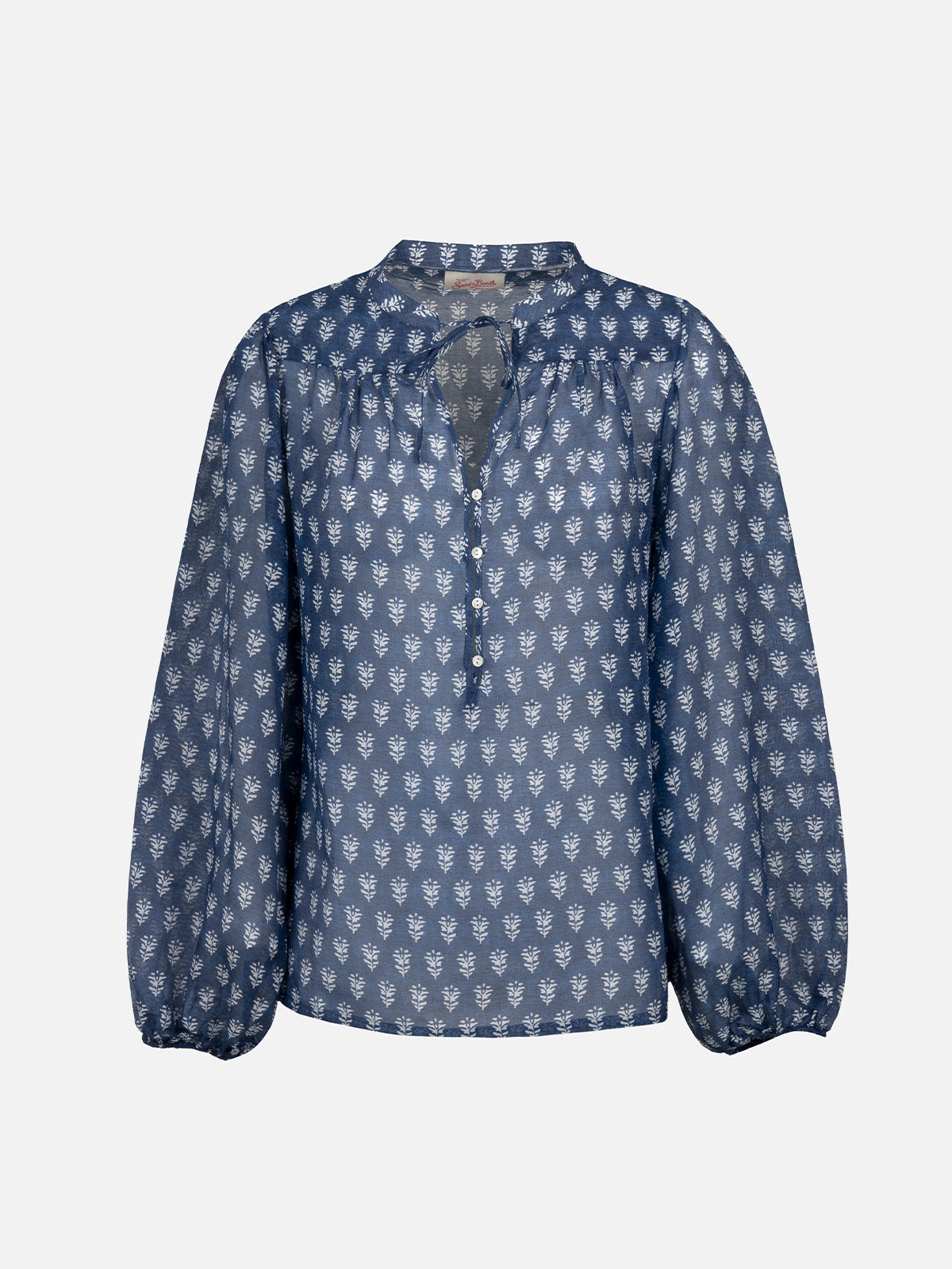 Harper Silk Voile Blouse Blue Shirt