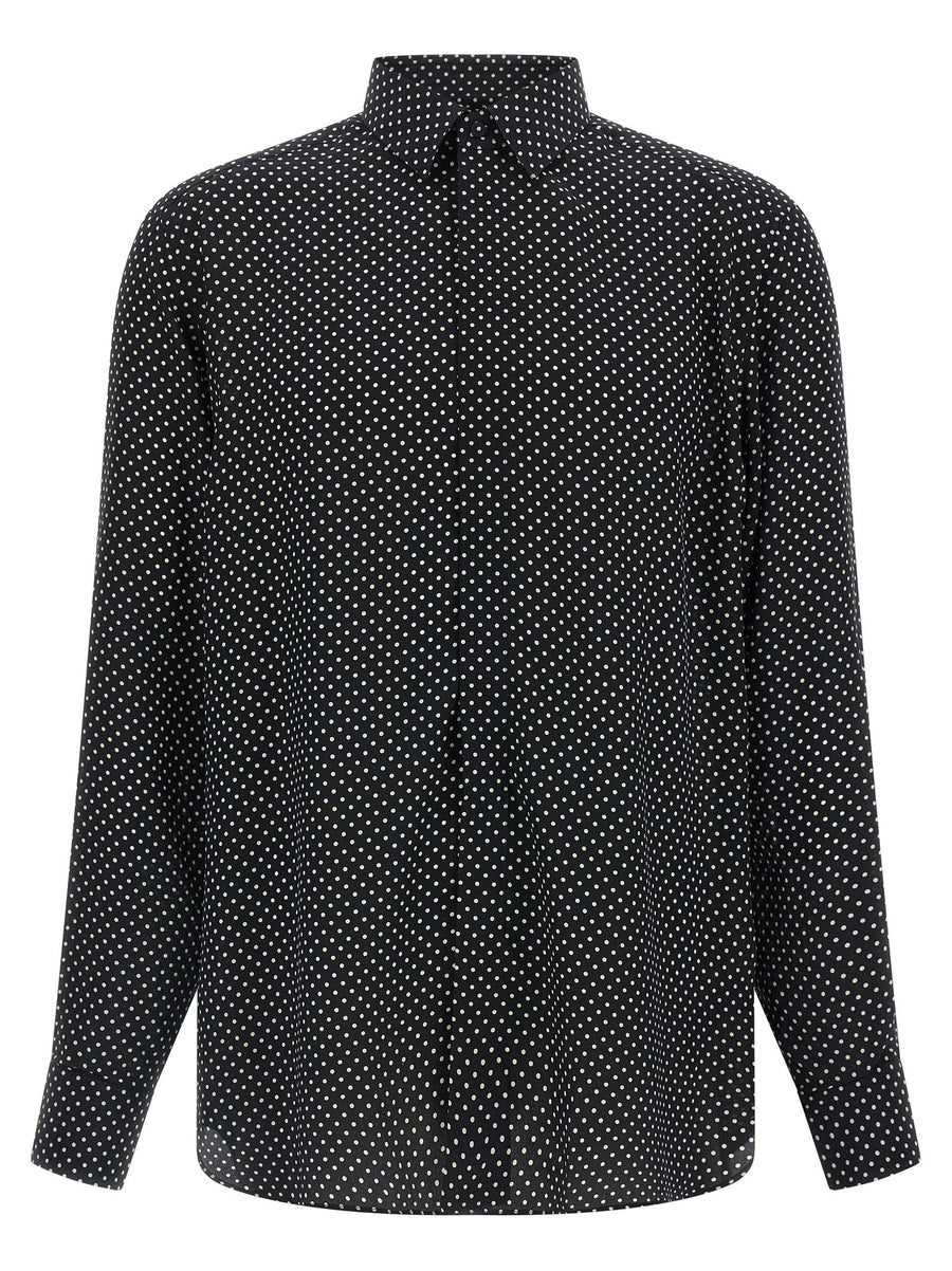 Tom Ford Polka-Dot Silk Crêpe de Chine Shirt — Black