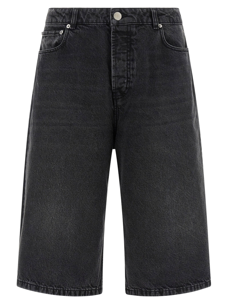 Ami Paris Garment-Dyed Denim Bermuda Shorts — black