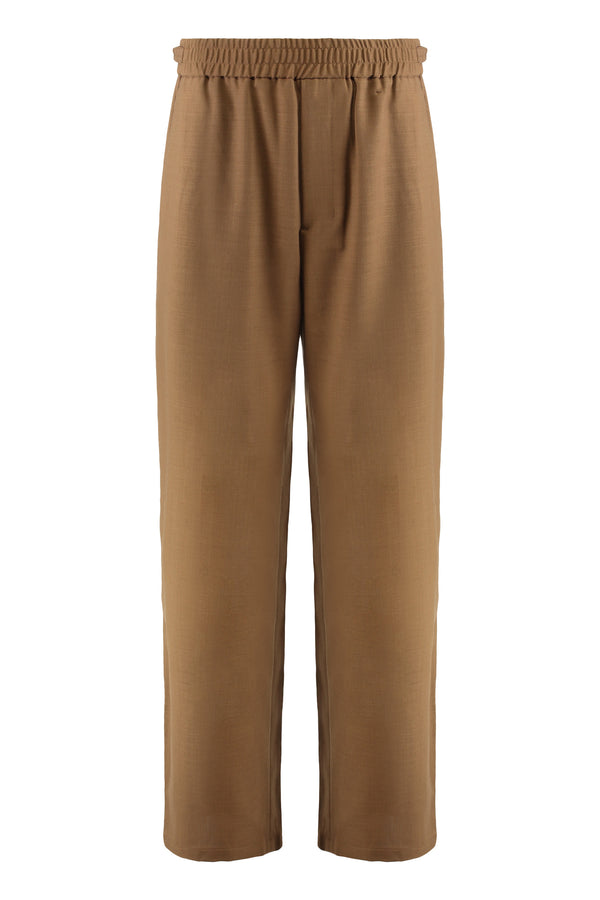 Elasticated Wool Twill Trousers Camel Virgin