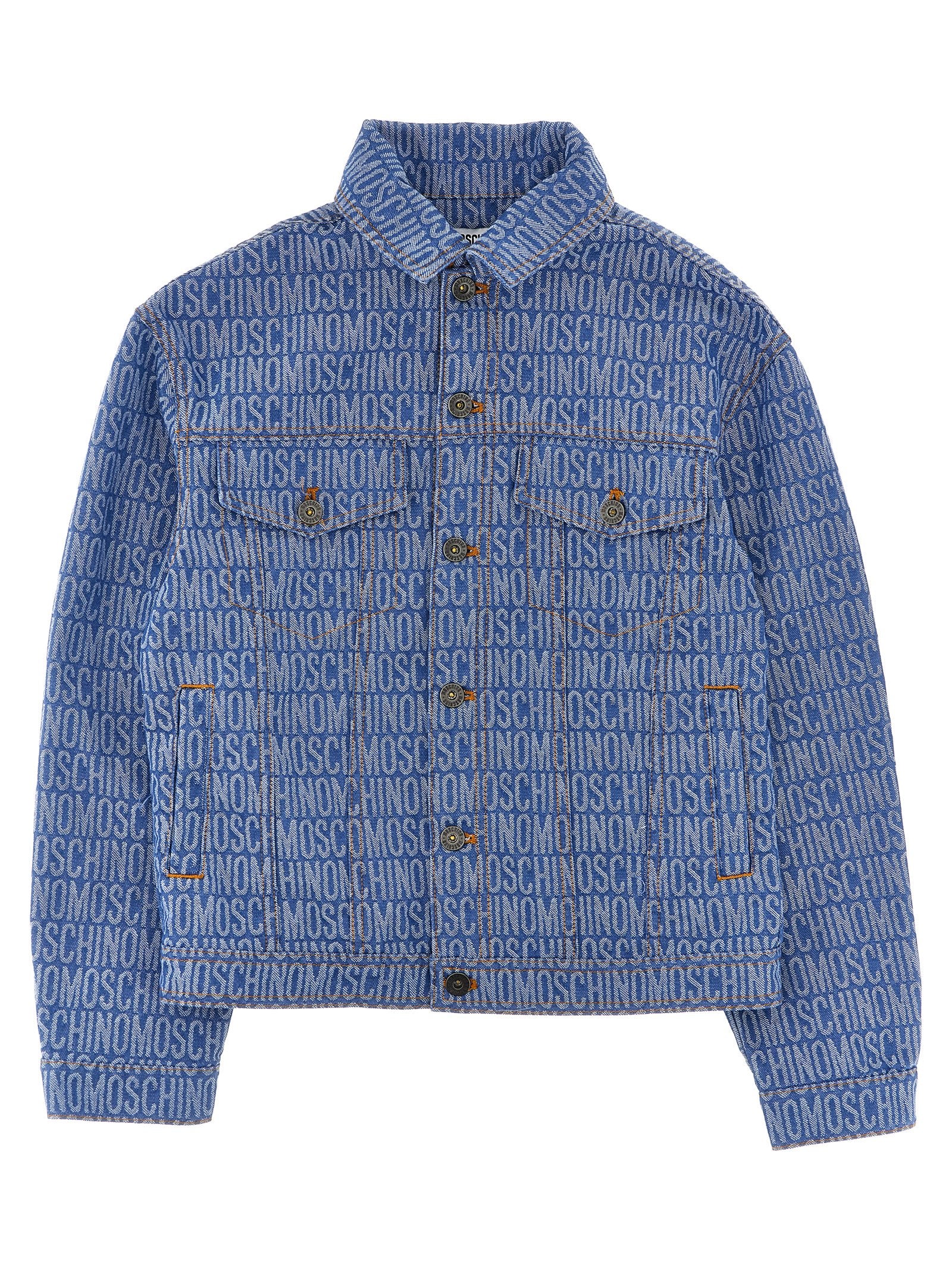 Logo denim jacket Blue Cotton Down Jacket, Parka, Casual