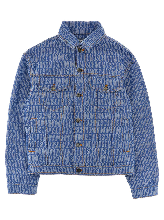 Logo denim jacket Blue Cotton Down Jacket, Parka, Casual
