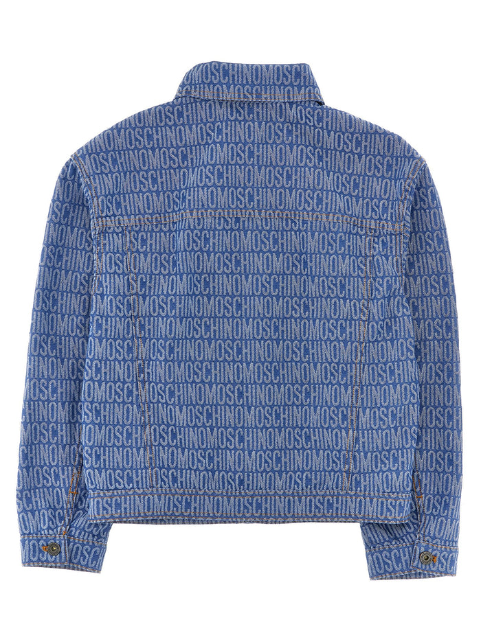 Logo denim jacket Blue Cotton Down Jacket, Parka, Casual