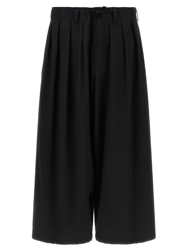 Yohji Yamamoto Wide Wool Balloon Trousers — Black