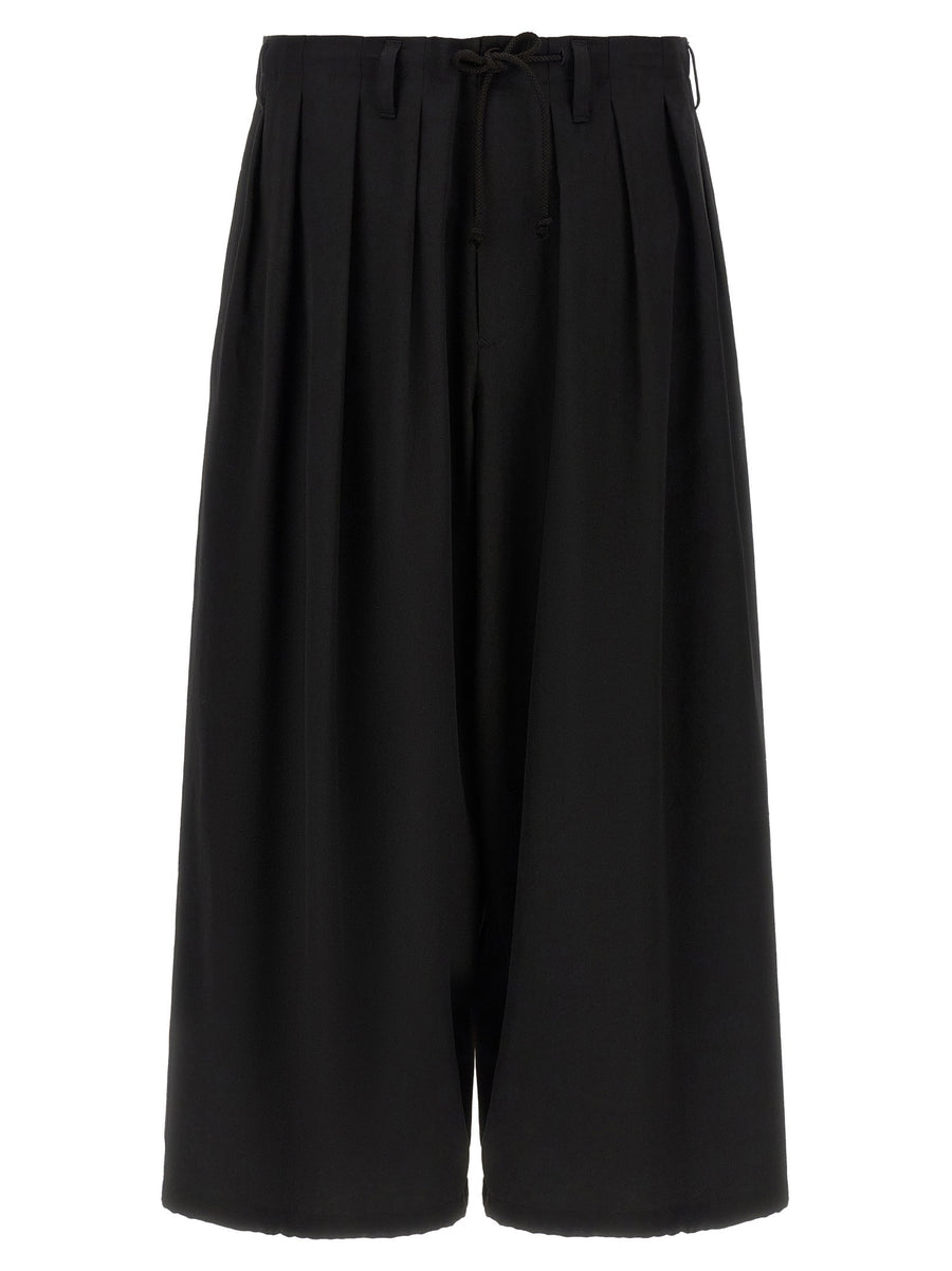 Yohji Yamamoto Wide Wool Balloon Trousers — Black