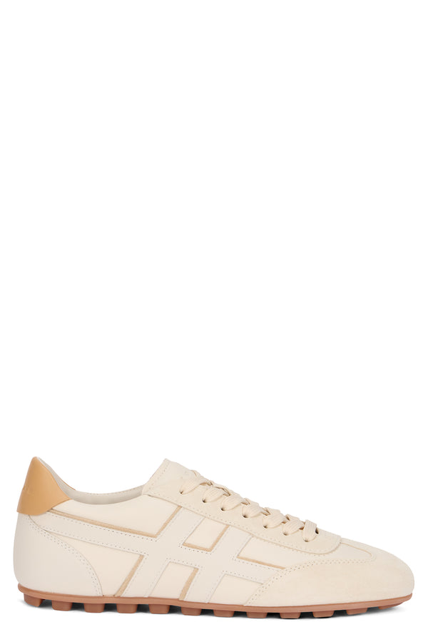 Low-Top Sneakers Olympia Suede Beige Leather Trainers