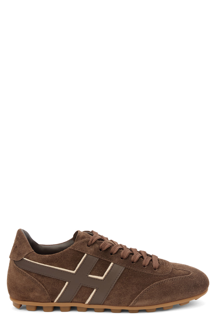 Sports Shoes H-Stripes Brown Suede Leather Trainers