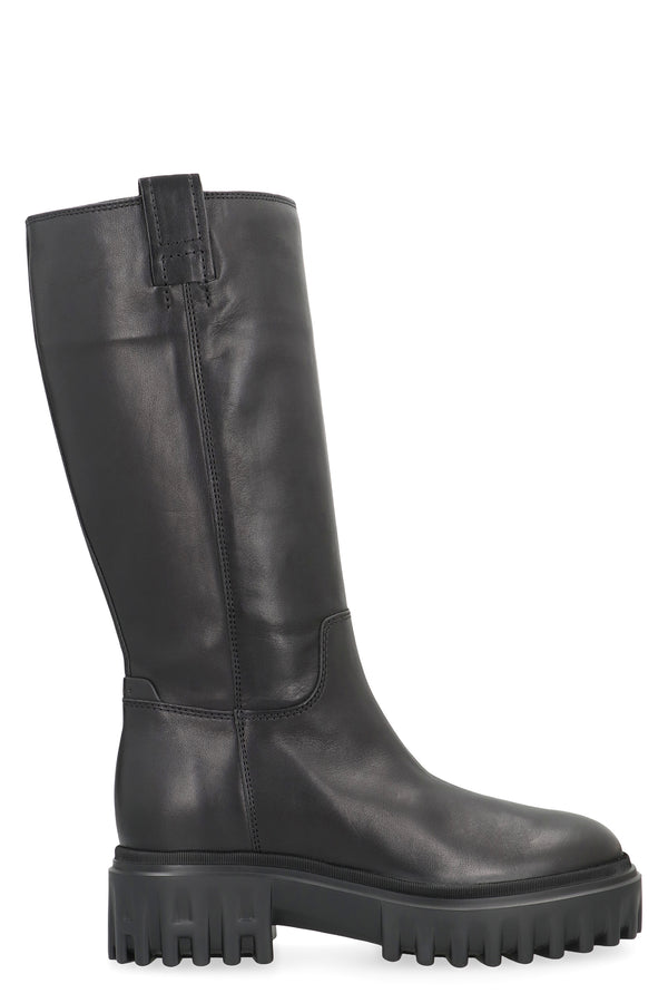 Black Leather High Boots