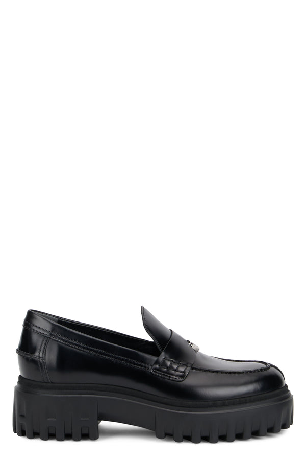 Leather Slip-On Shoes Black Calfskin Loafers