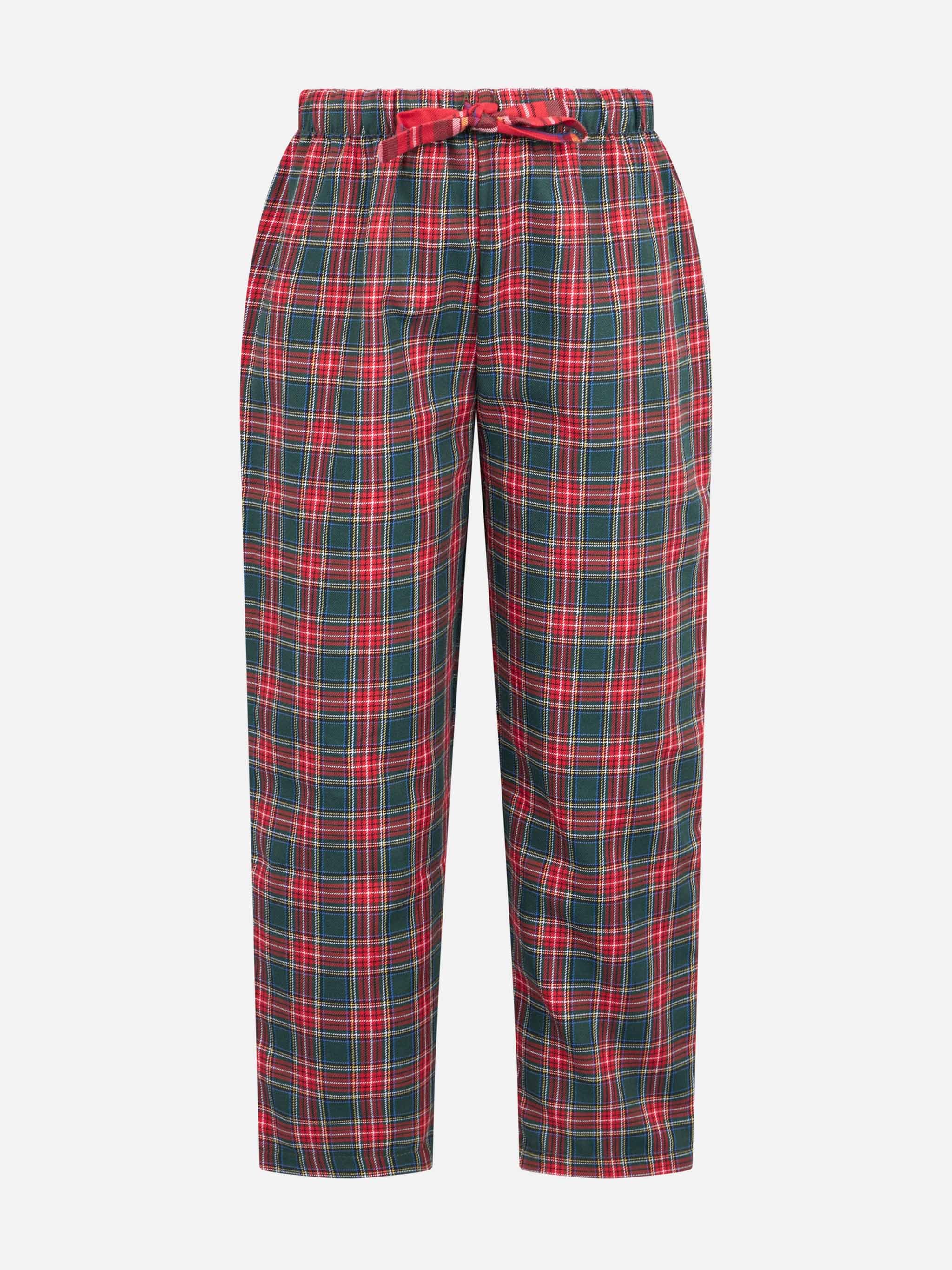 Kid Pajama Pants With Tartan Print Green Bottom_apparel