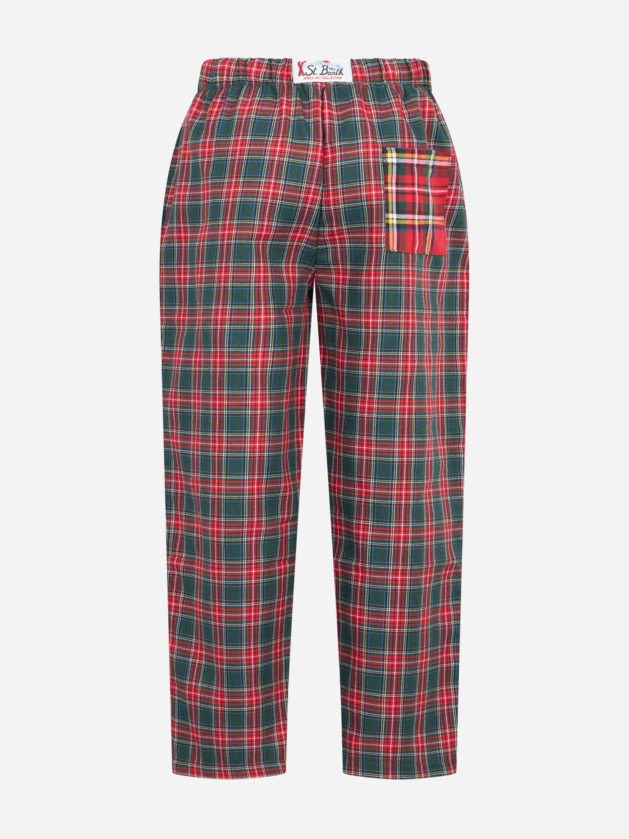 Kid Pajama Pants With Tartan Print Green Bottom_apparel