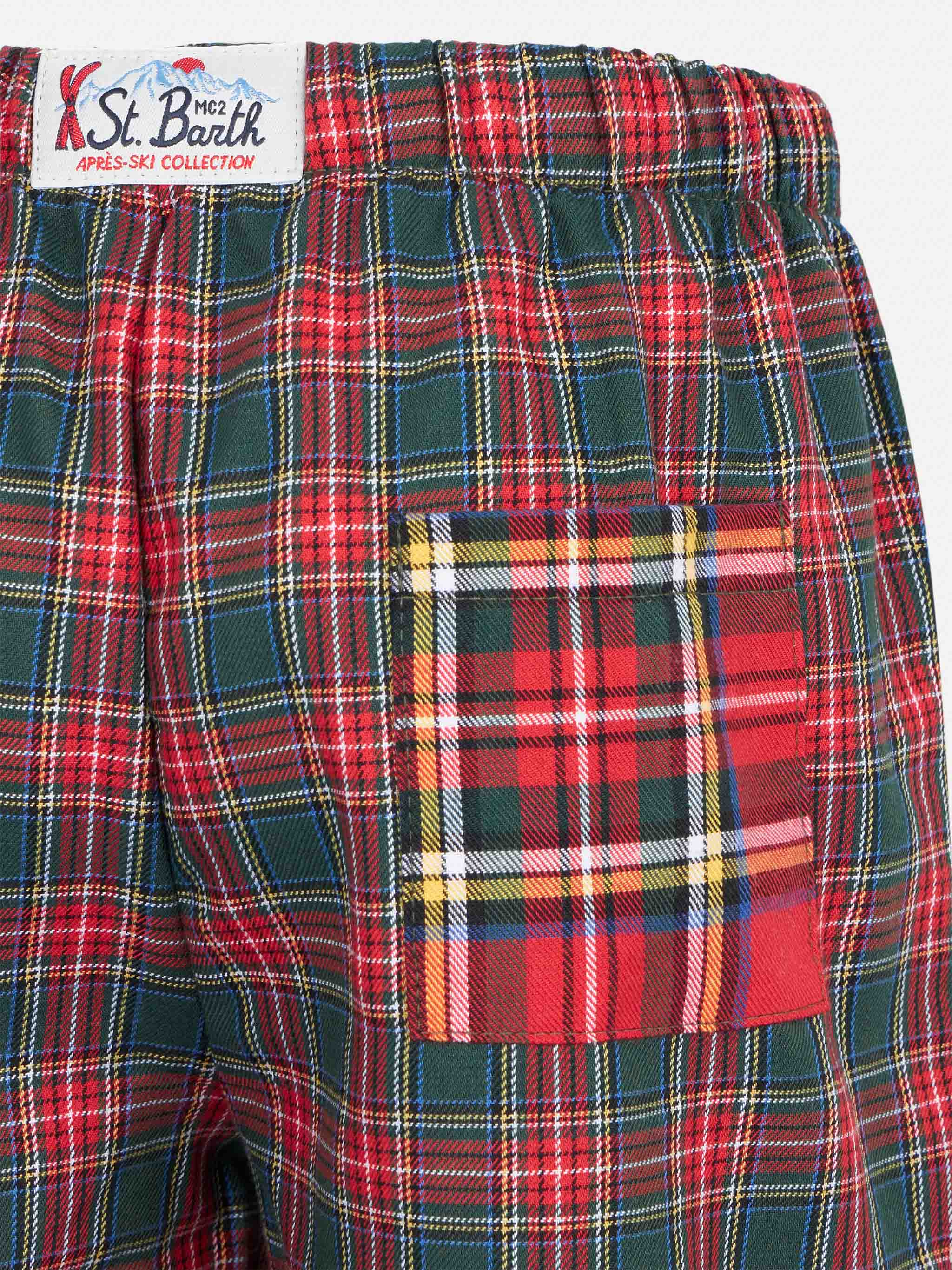 Kid Pajama Pants With Tartan Print Green Bottom_apparel