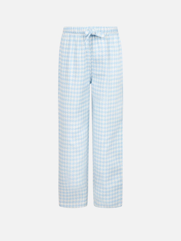 Kid Pajama Pants With Pied De Poule Print Sky Bottom_apparel