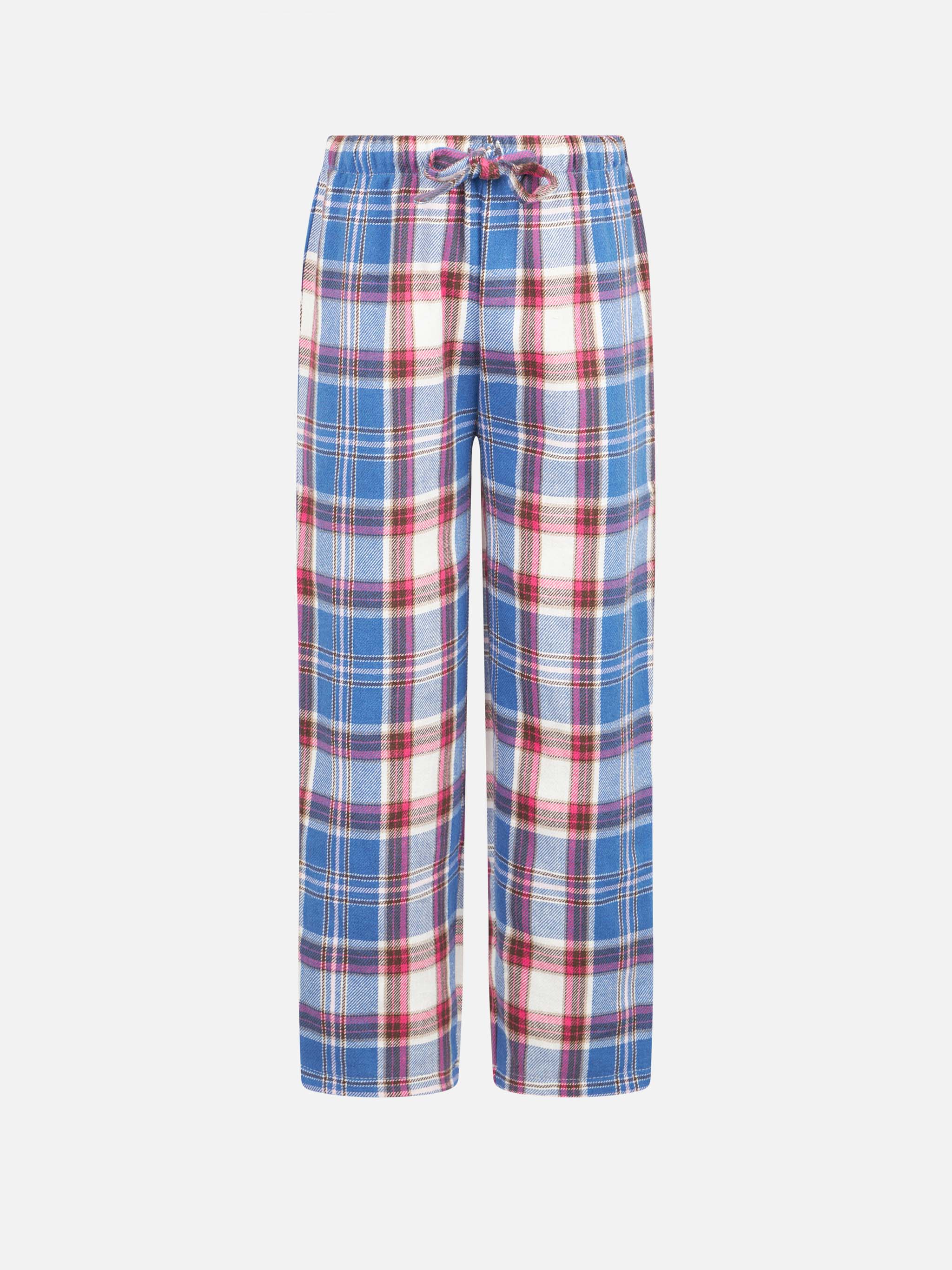 Kid Pajama Pants With Tartan Print Pink Bottom_apparel