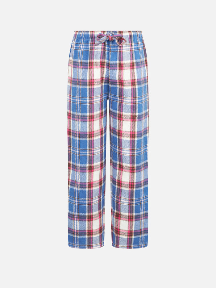 Kid Pajama Pants With Tartan Print Pink Bottom_apparel
