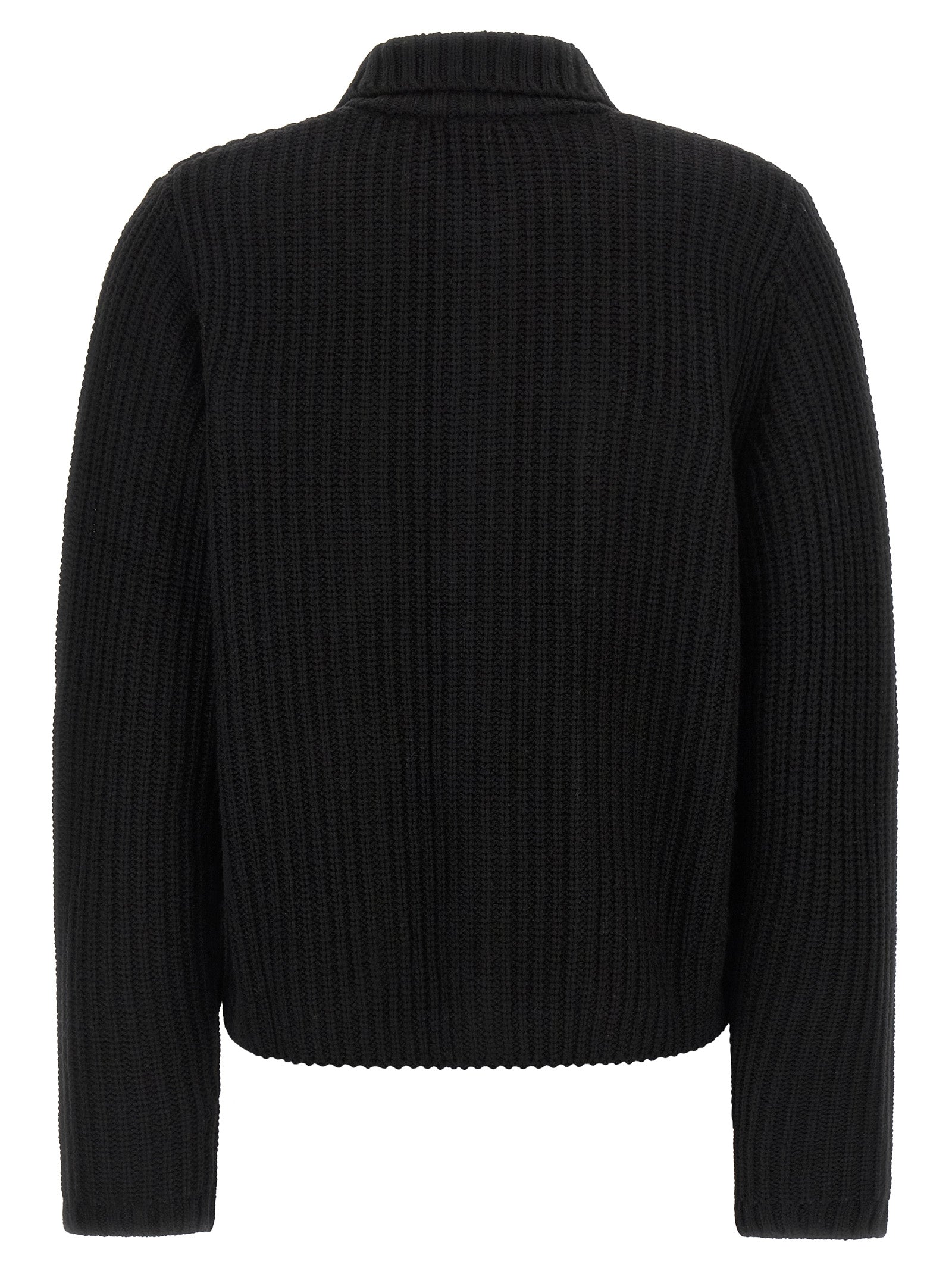 Michigan Sweater Cardigan Black Acetate Wool Nylon Sweater, Cardigans