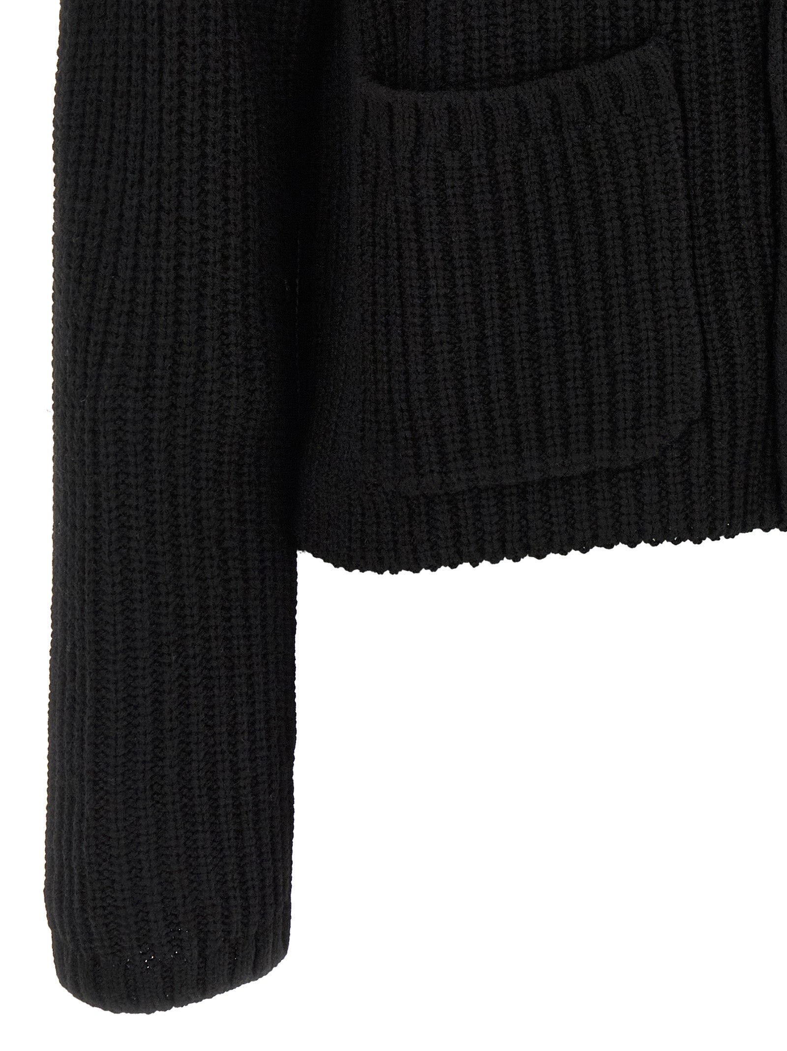 Michigan Sweater Cardigan Black Acetate Wool Nylon Sweater, Cardigans
