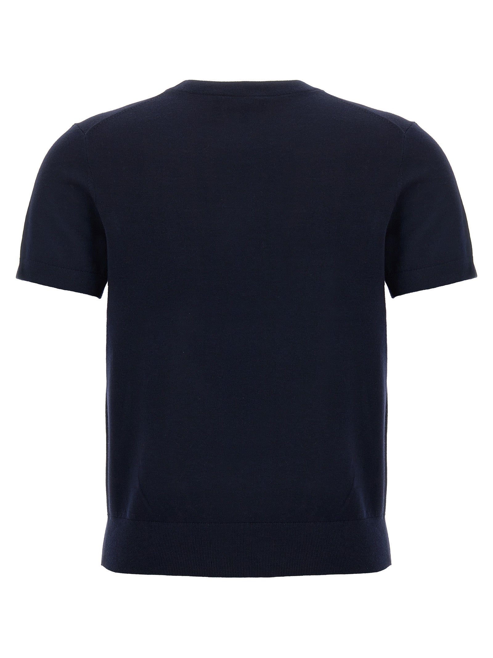 Basic Tee Sweater Blue Wool Of Sweater, Cardigans