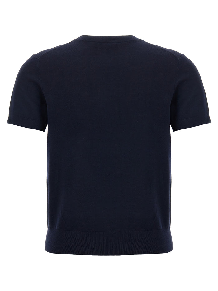 Basic Tee Sweater Blue Wool Of Sweater, Cardigans