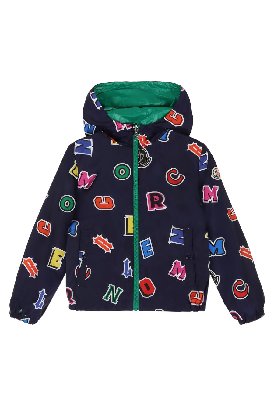 Hooded Windbreaker Blue Polyamide Jacket