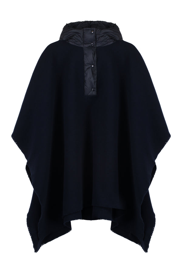 Wool Cape With Technical Inserts Blue Jacket