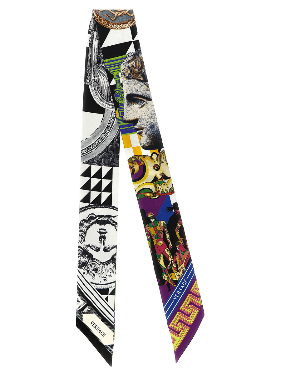 Versace Medusa Collage Silk Twill Scarf — Black